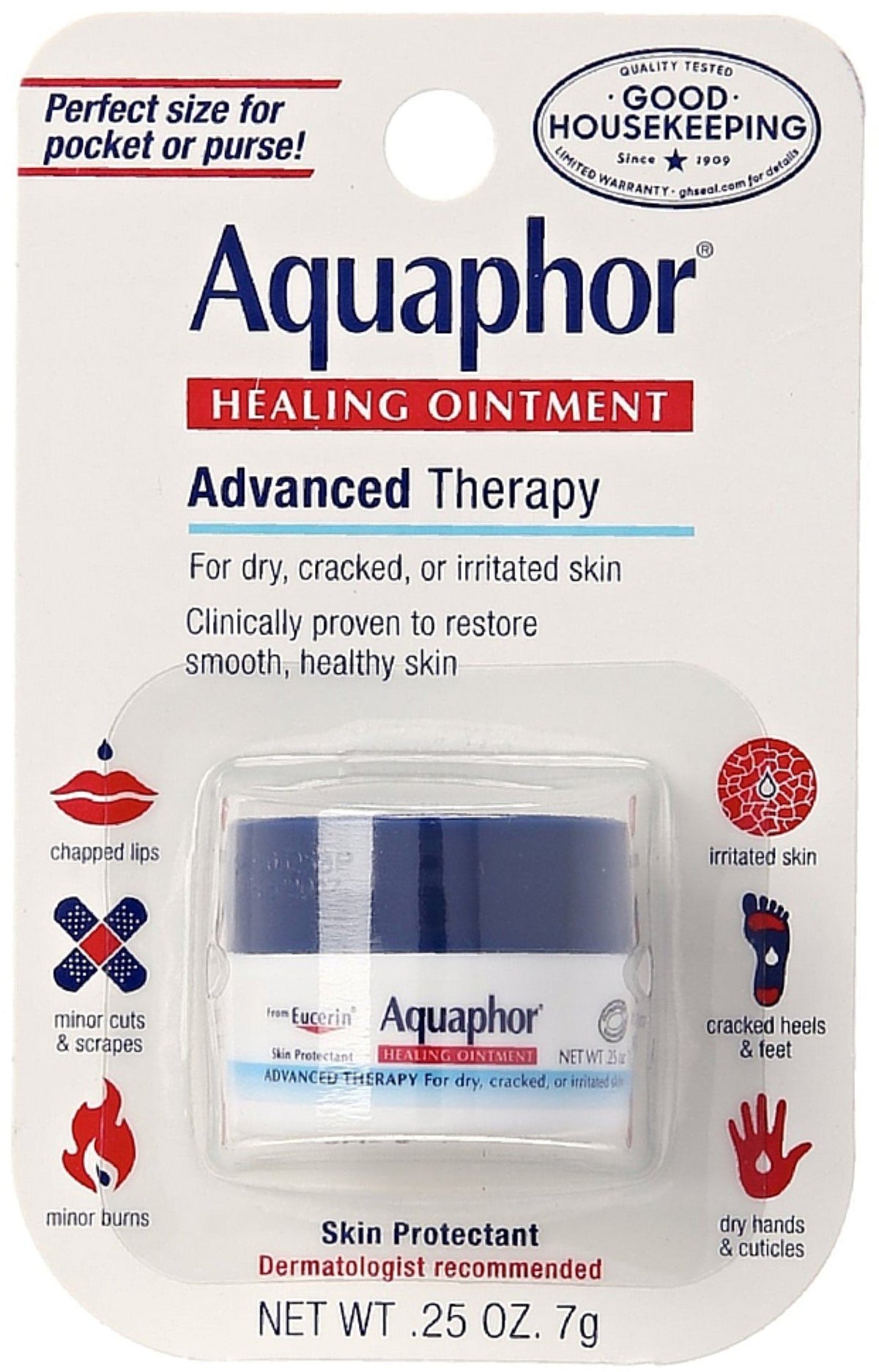Aquaphor Healing Ointment, vue frontale du pack 4, soin doux pour la peau sèche.