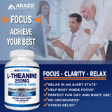Arazo Nutrition L-Theanine 250mg – certifications GMP, production fiable.