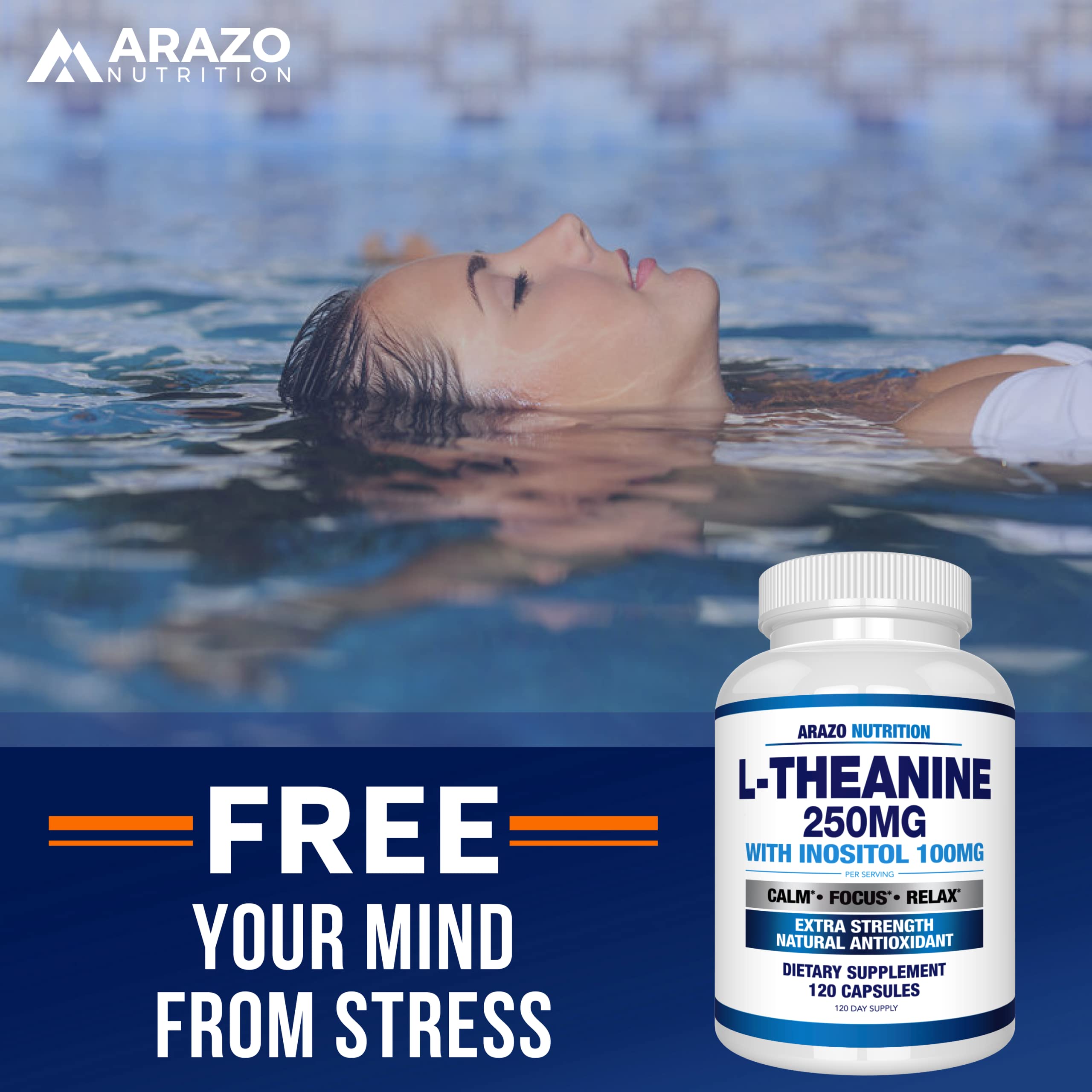 Arazo Nutrition L-Theanine 250mg – dose dans la main, utilisation pratique au quotidien.