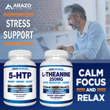 Arazo Nutrition L-Theanine 250mg – emballage clair, guide d’utilisation utile.