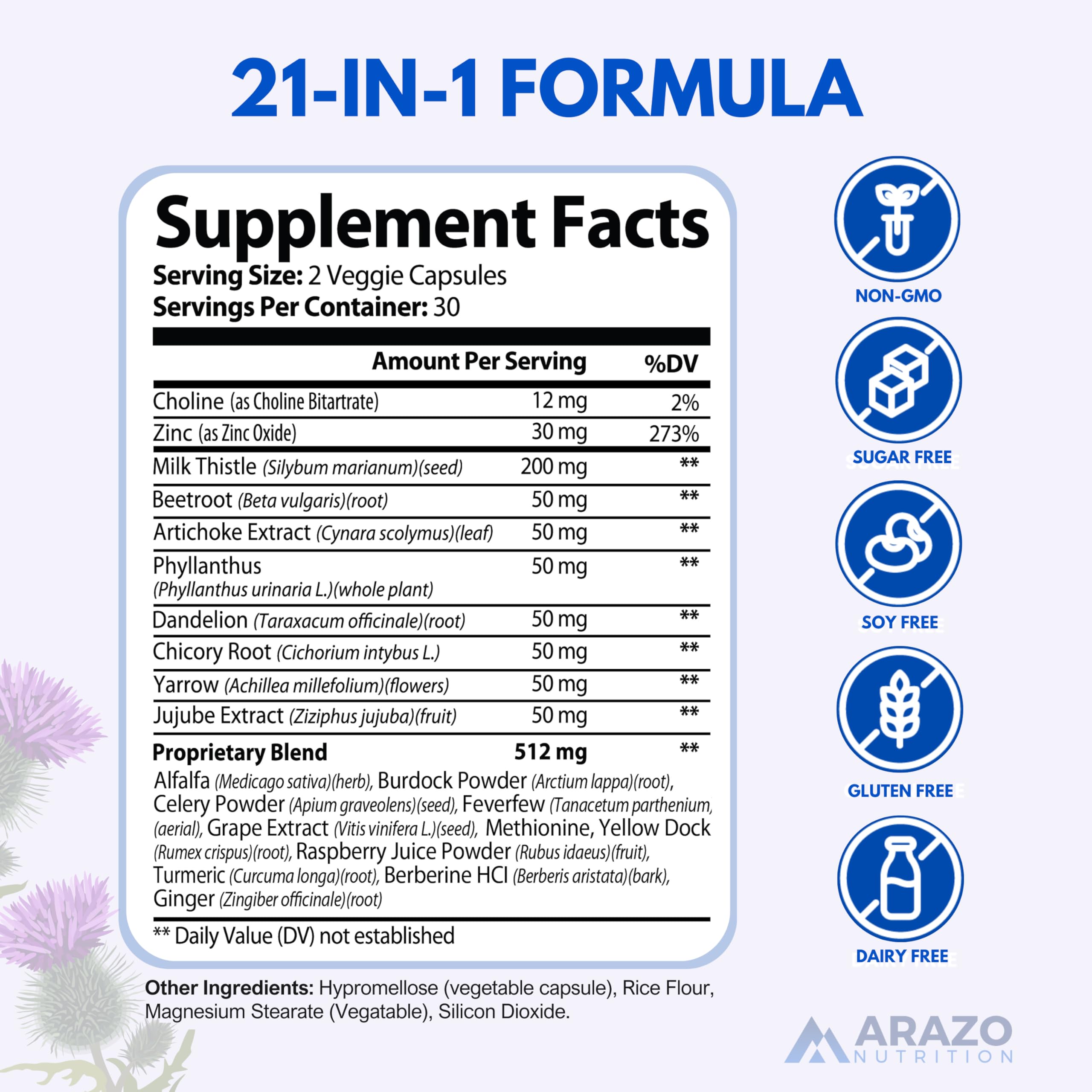 Arazo Nutrition Nettoyage du foie - capsules végétariennes faciles à prendre