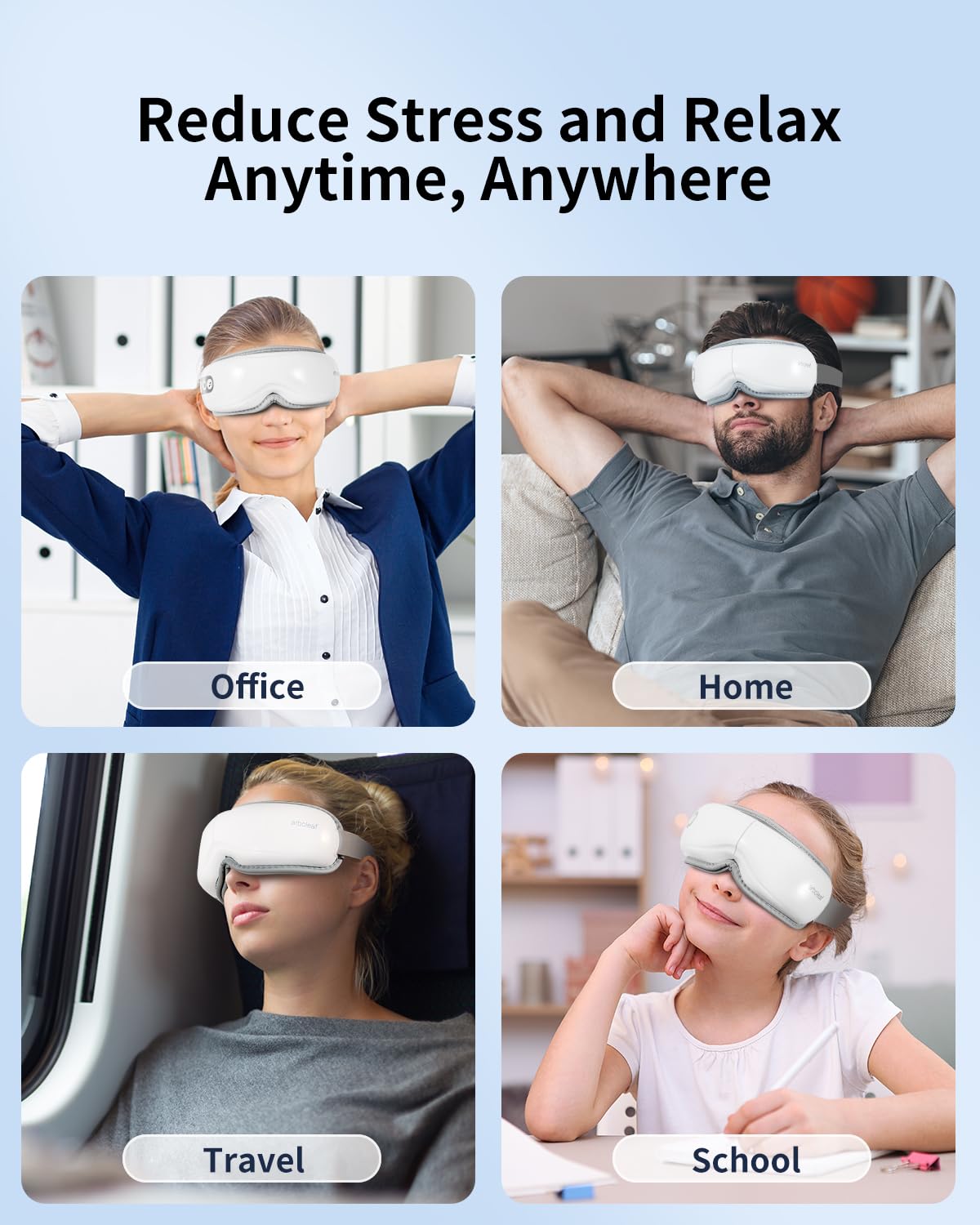Arboleaf Masseur Yeux Design Ergonomique assure un ajustement confortable.