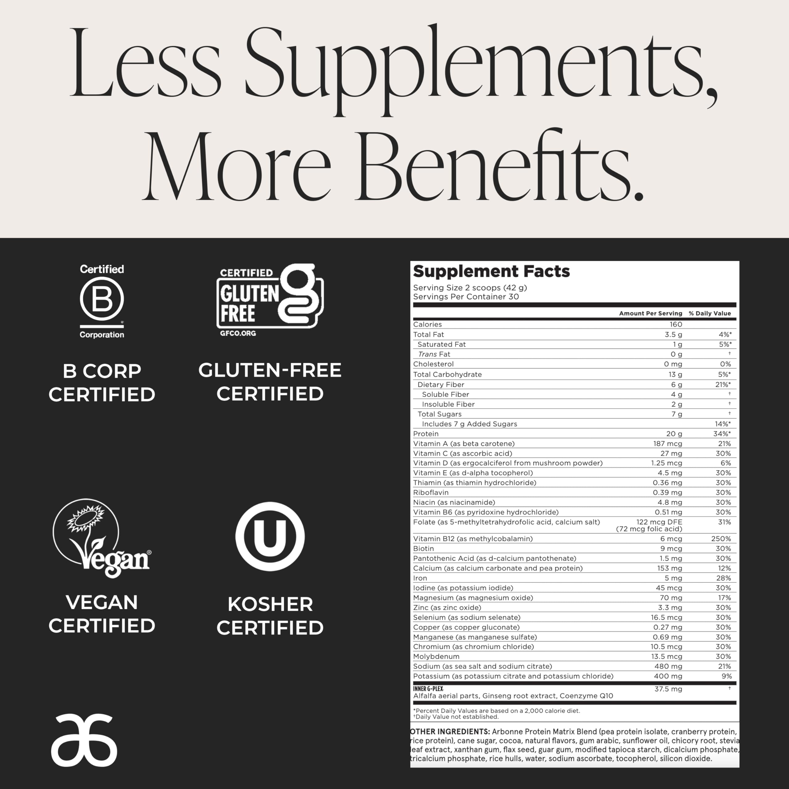 Liste d'ingrédients Feelfit Protéine de Pois Chocolat et suppléments