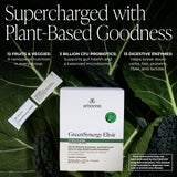 Poudre verte Arbonne GreenSynergy Elixir prête à se mélanger, énergie naturelle.