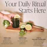 Sachets voyage Arbonne GreenSynergy Elixir, solution rapide pour digestion lors des déplacements.