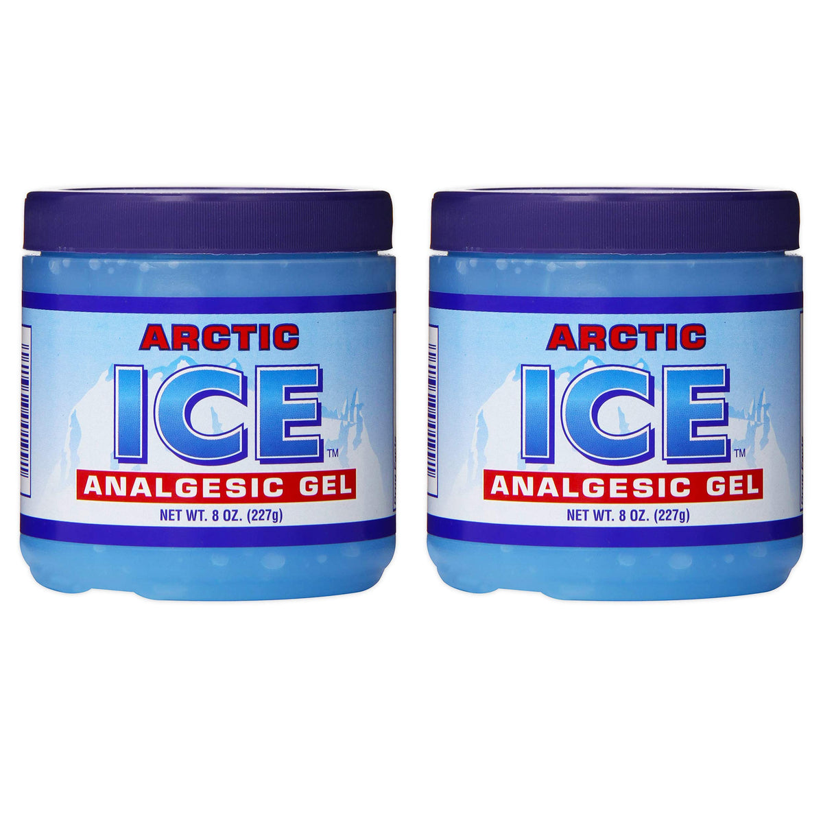Gel analgésique Arctic Ice, emballage lot-deux, pratique pour douleurs musculaires occasionnelles.