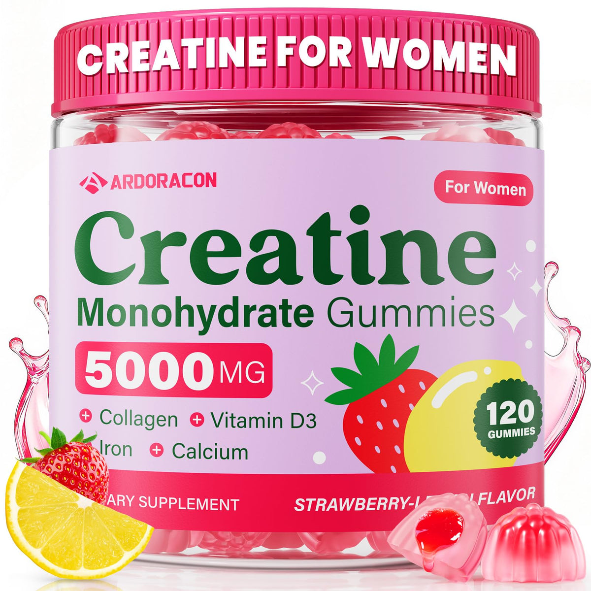 Bouteille ARDORACON Creatine pour femmes prête à emporter et énergie potentielle.