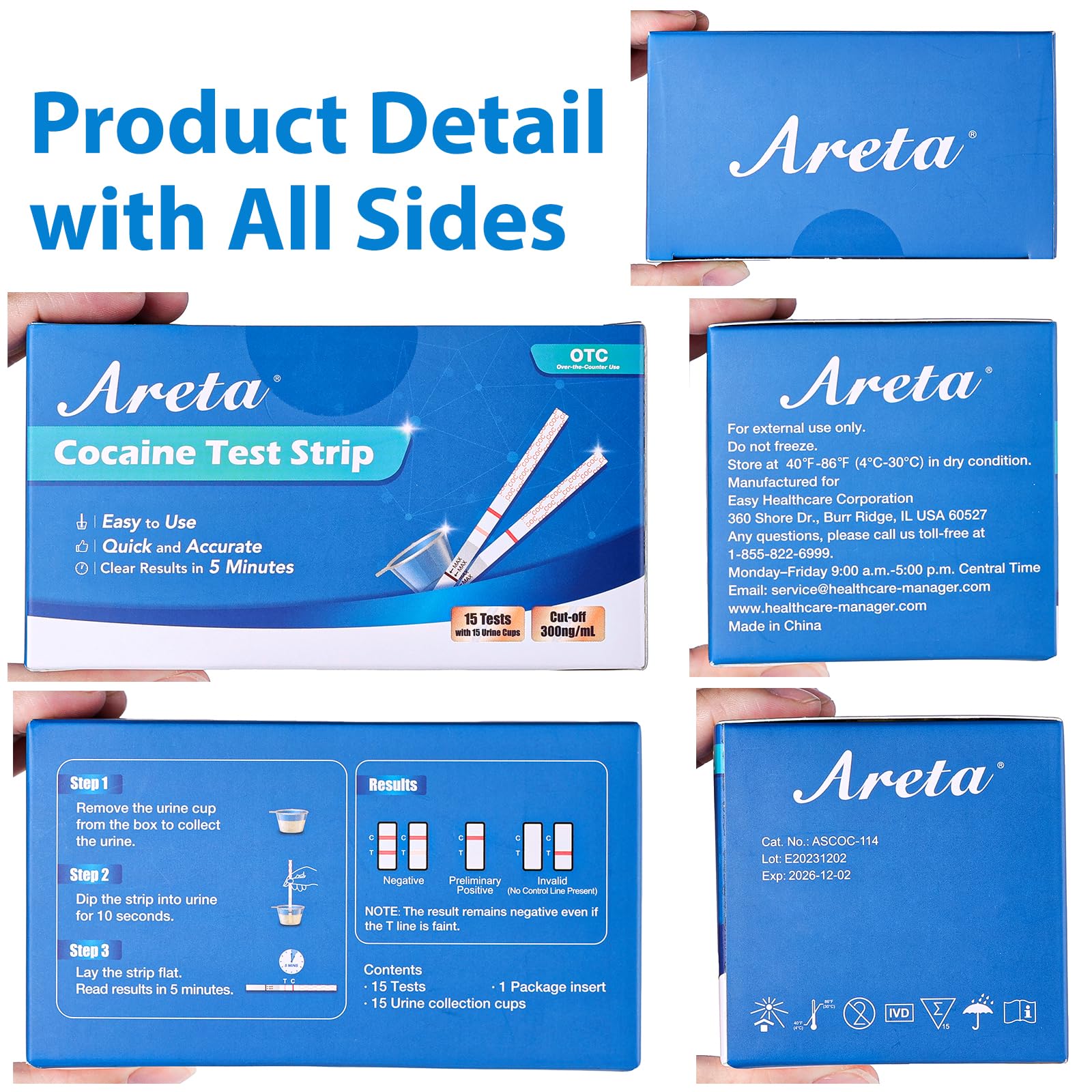 Areta Cocaïne Test Strip – utilisation à domicile fiable et discrète.