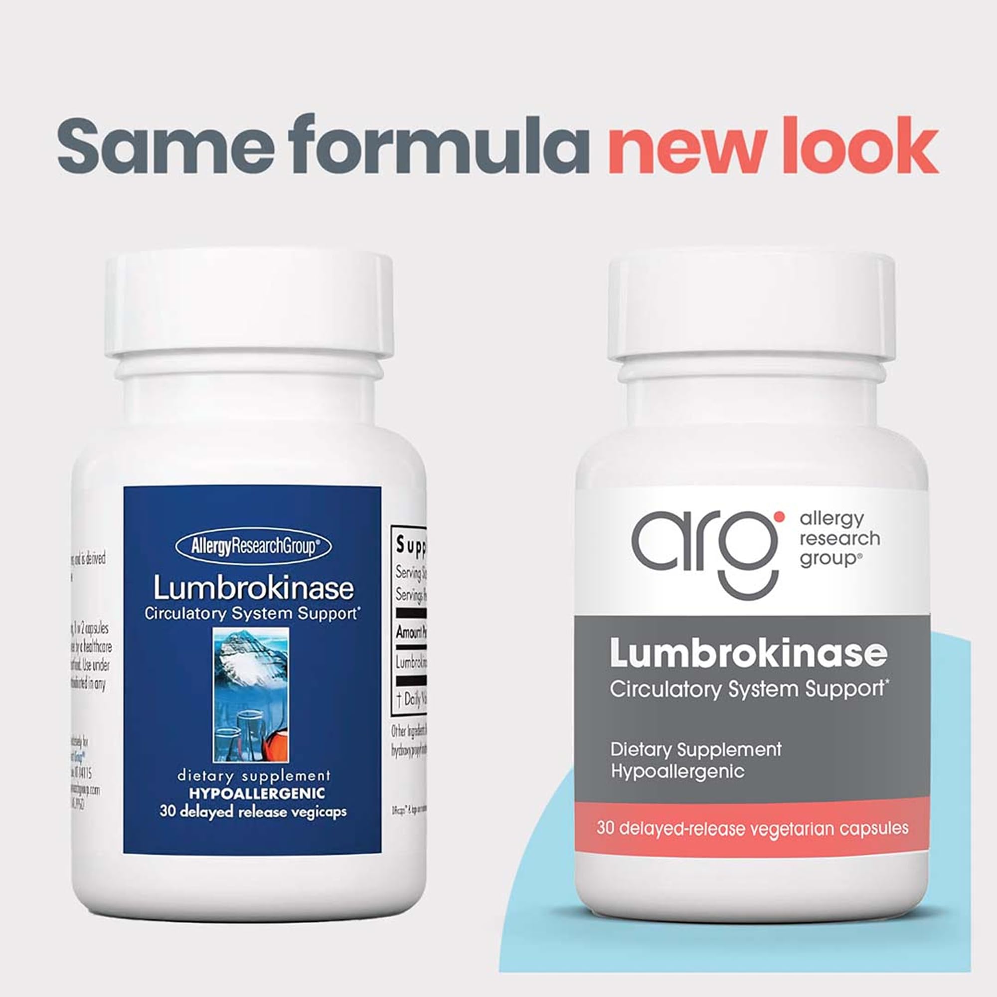 ARG Lumbrokinase – capsules visibles, dosage quotidien recommandé.
