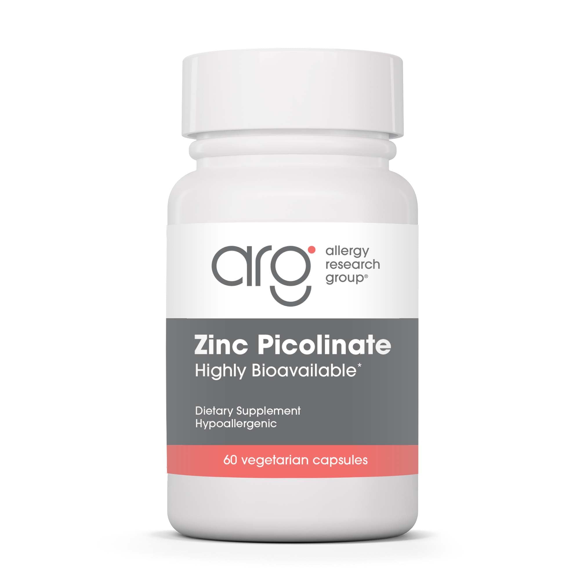 ARG Zinc Picolinate – Bouteille et capsules, soutien potentiel au quotidien.