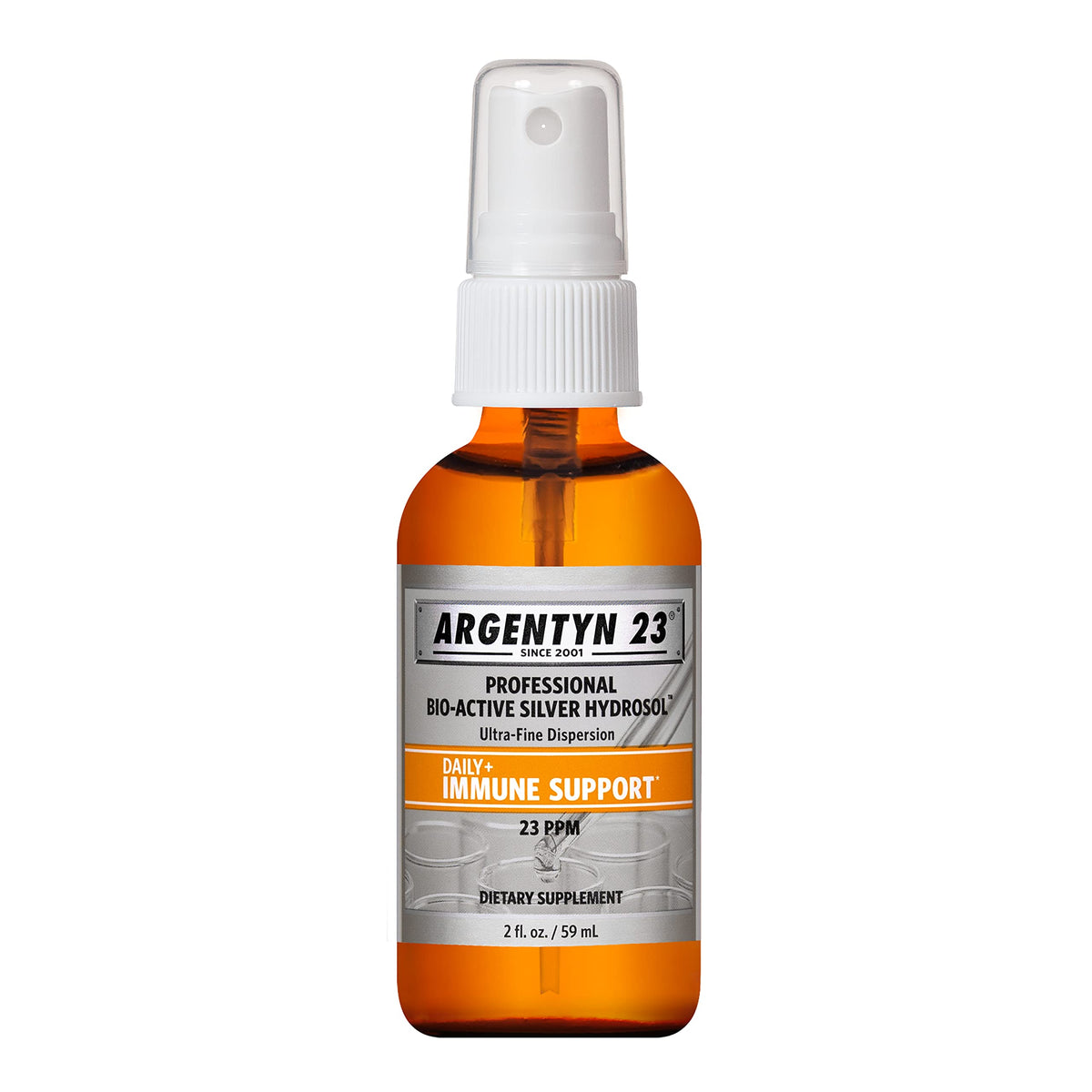 Argentyn 23 – bouteille avec brume fine, pratique pour l'usage quotidien.