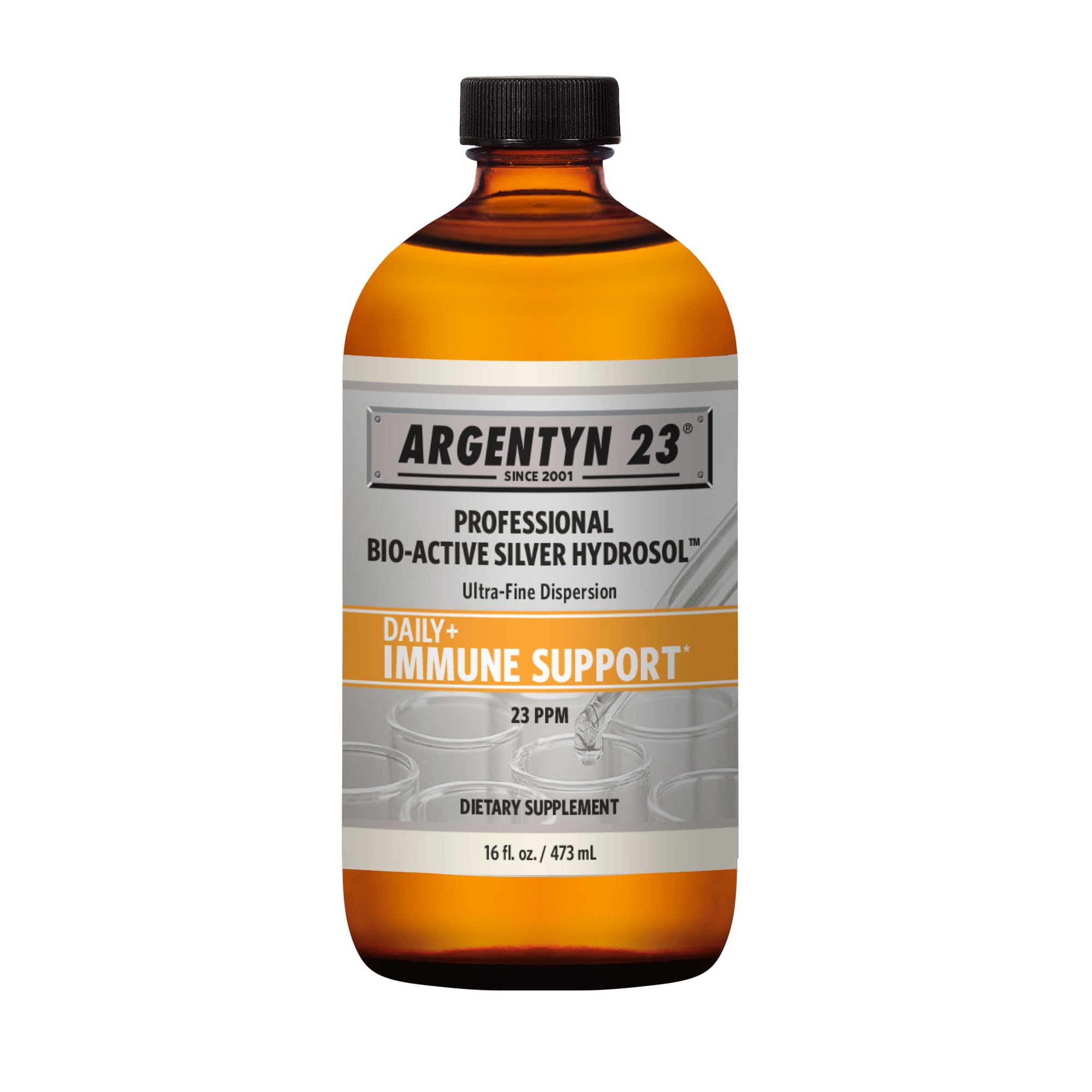 Argentyn 23, bouteille d'hydrosol argentique, pour un usage quotidien potentiel.