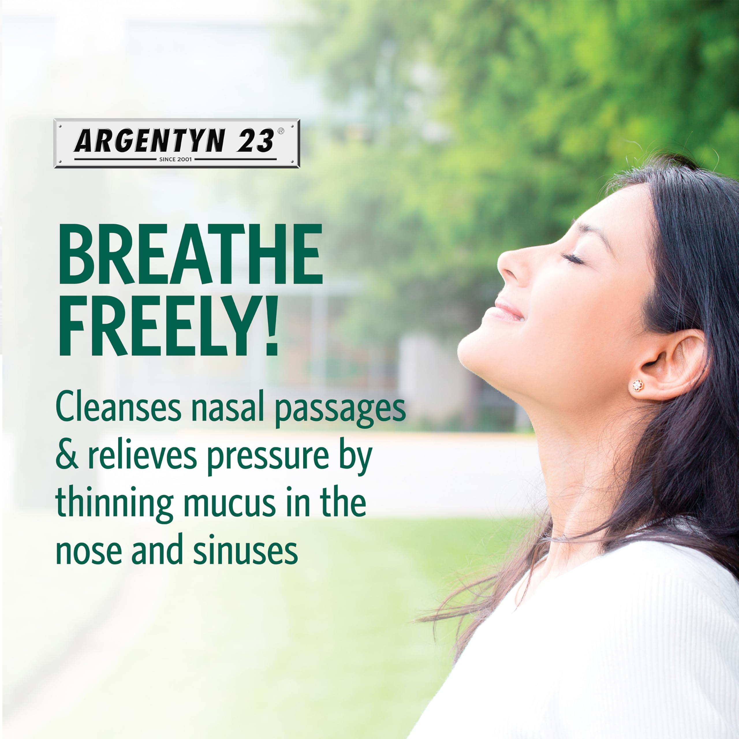 Confort respiratoire avec Argentyn 23 – spray nasal facile à employer.
