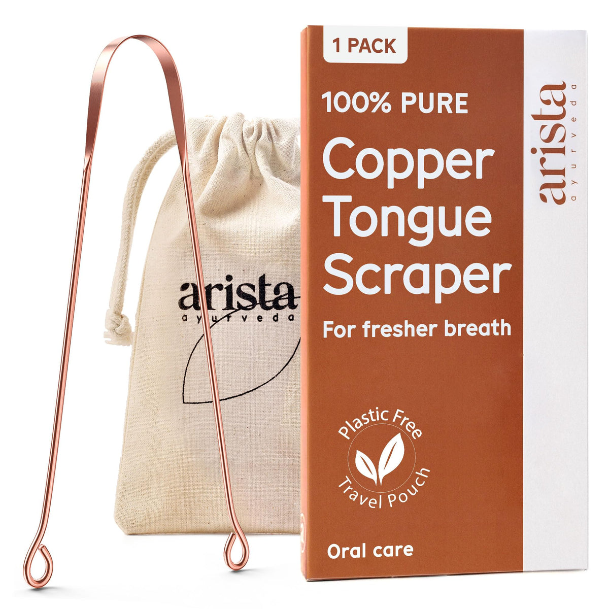 Grattoir langue cuivre pur Arista ayurveda pour haleine fraîche.