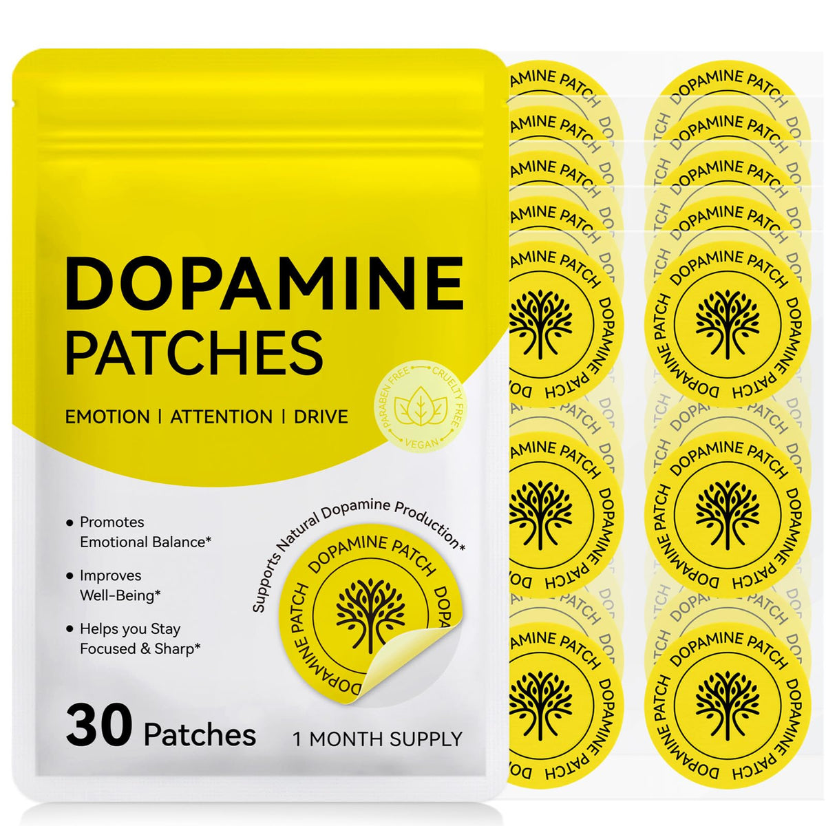 Arkture Dopamine Patch appliqué sur peau propre pour une routine discrète et pratique.