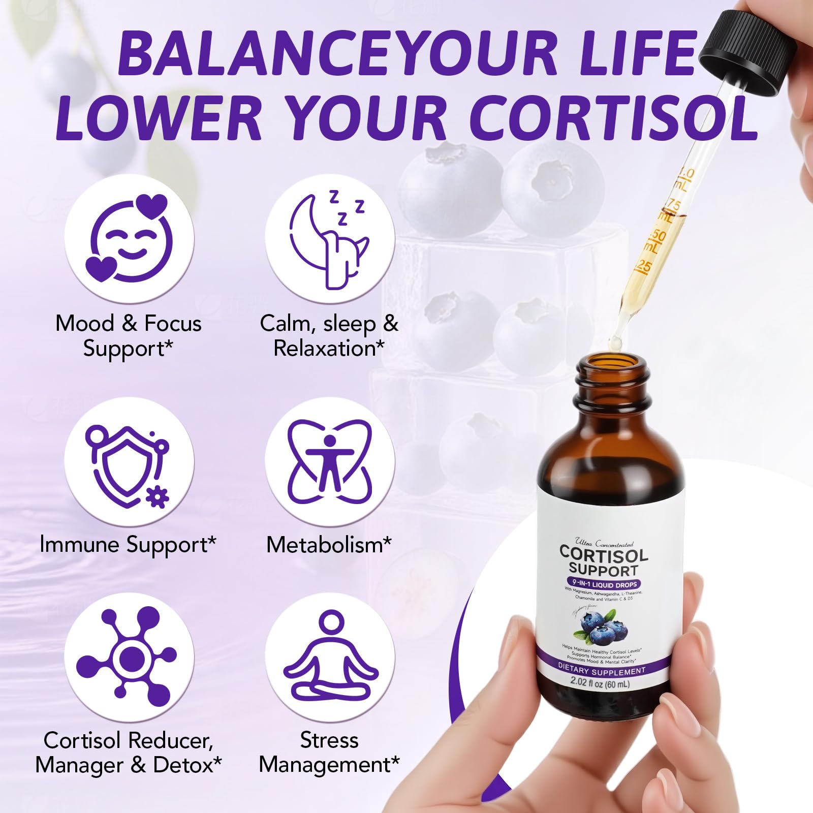 Arkture gouttes cortisol - etiquette révélant les ingrédients clés et leurs usages.