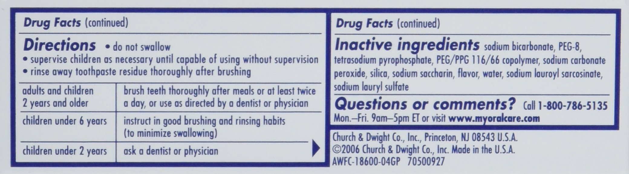 Arm & Hammer Advance White, fluorure anti-caries, protection quotidienne.