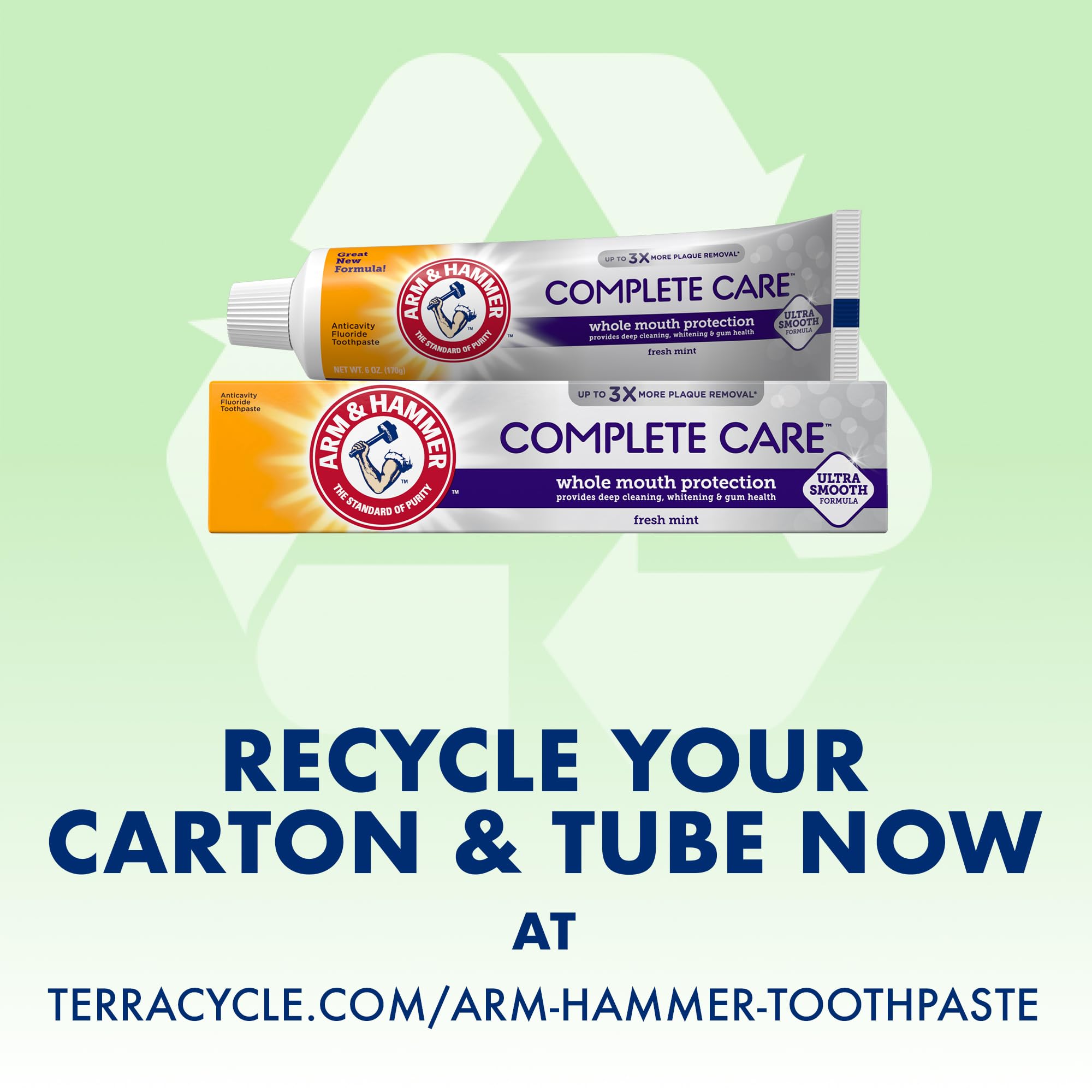 Dentifrice Arm & Hammer Complete Care fluoré pour une protection quotidienne.