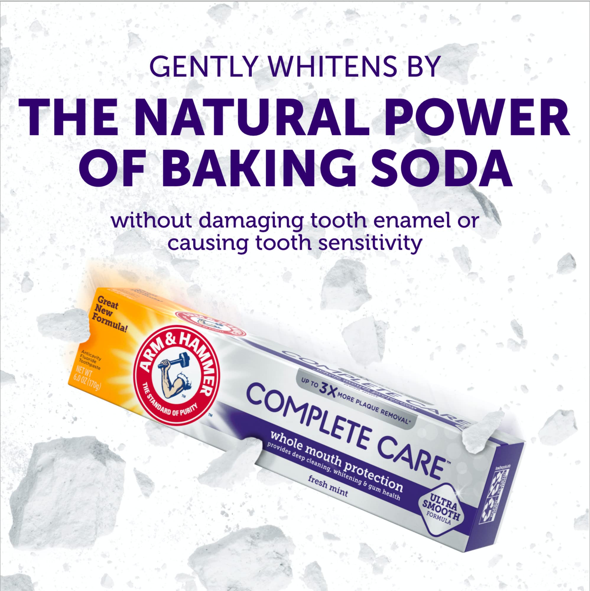 Dentifrice Arm & Hammer Complete Care, nettoyage des surfaces dentaires difficiles.