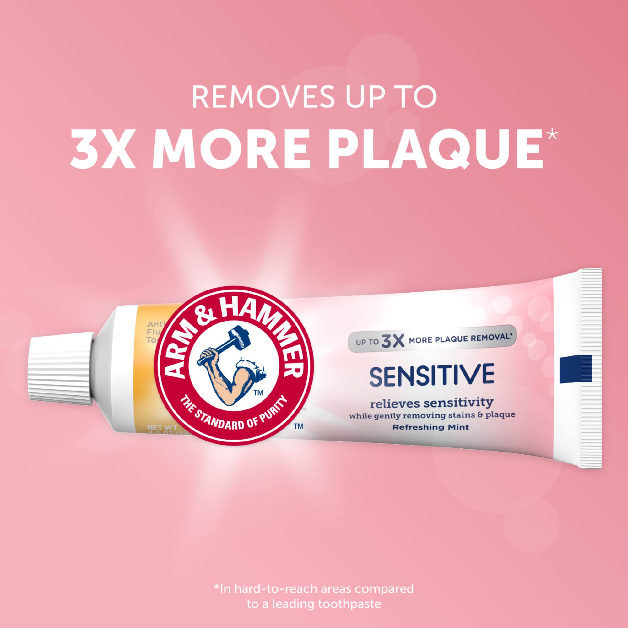 Dentifrice Arm & Hammer sensible menthe fraîche, tube, haleine plus fraîche.