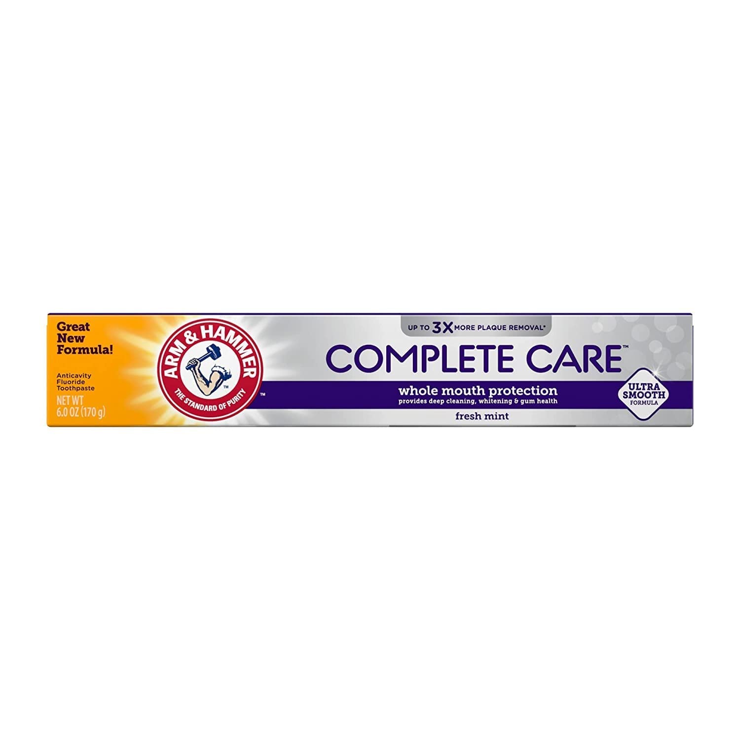 Texture crémeuse du dentifrice Arm & Hammer Complete Care, menthe fraîche.