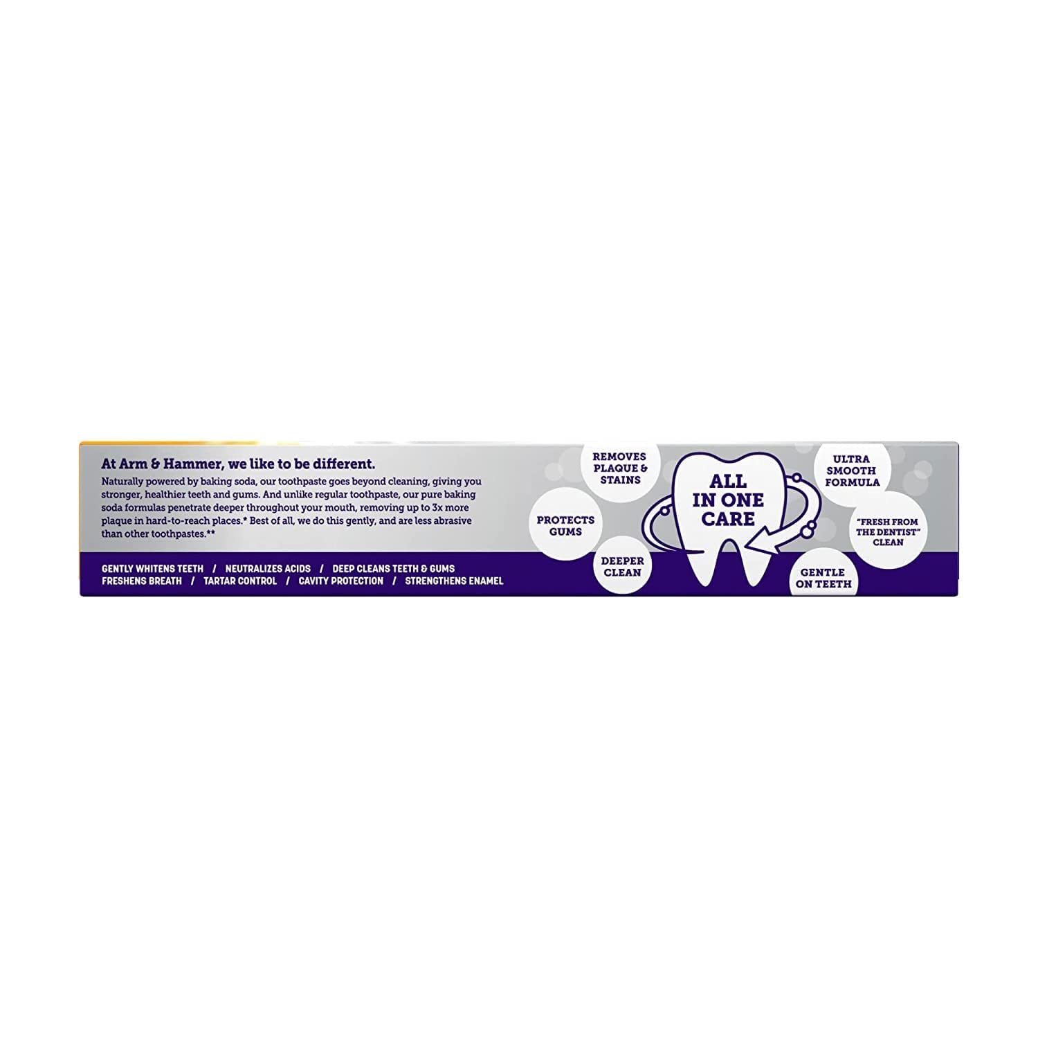 Utilisation quotidienne du dentifrice Arm & Hammer, sourire frais.