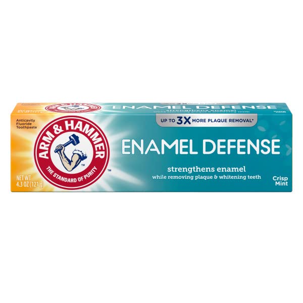 Dentifrice Arm & Hammer Défense de l'émail menthe, protège l'émail et blanchit légèrement.