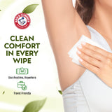 Arm & Hammer lingettes déodorant visage et corps, pratique sans rinçage après l’effort.