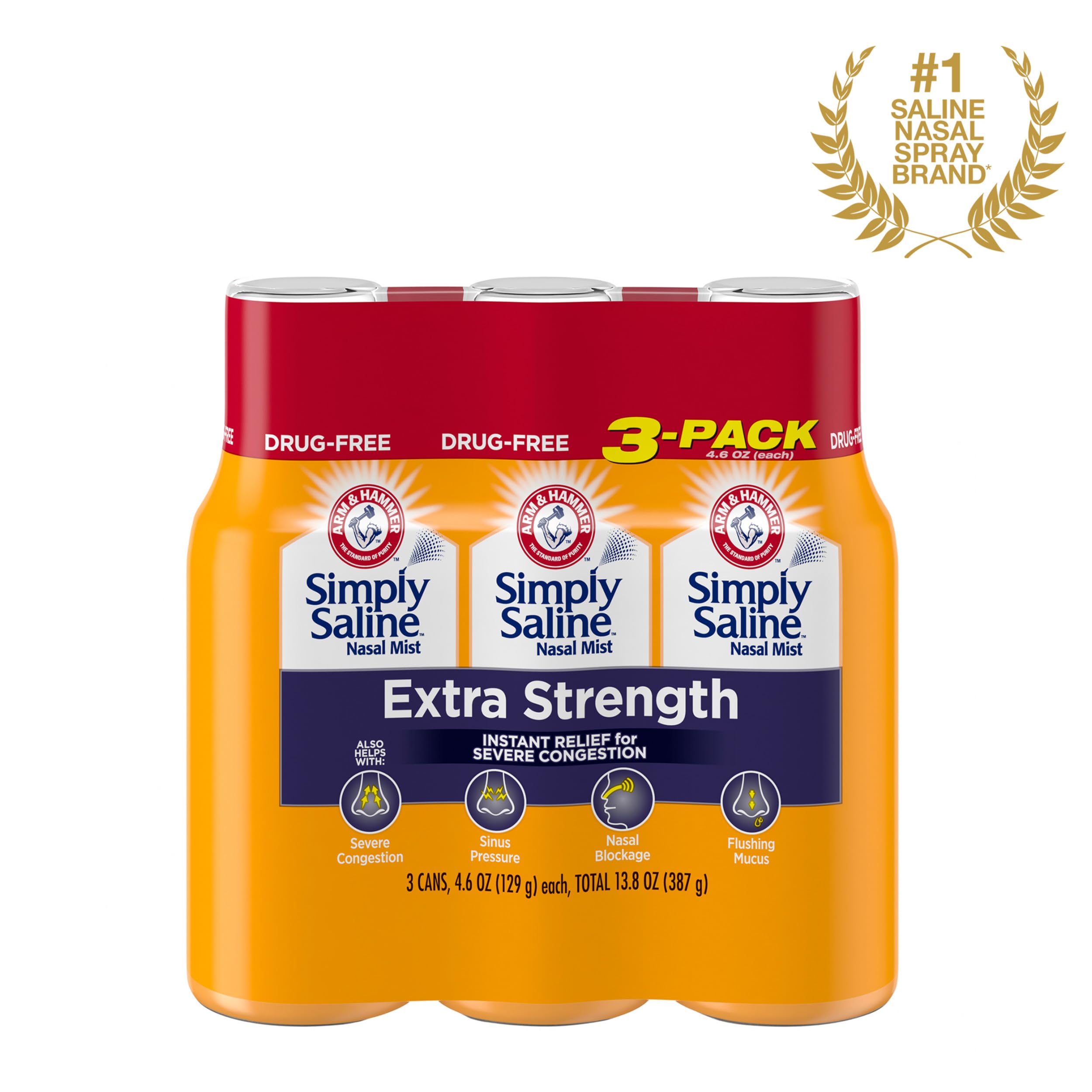 Arm & Hammer Simply Saline Extra Strength, embout adaptable pour pulvérisations précises.