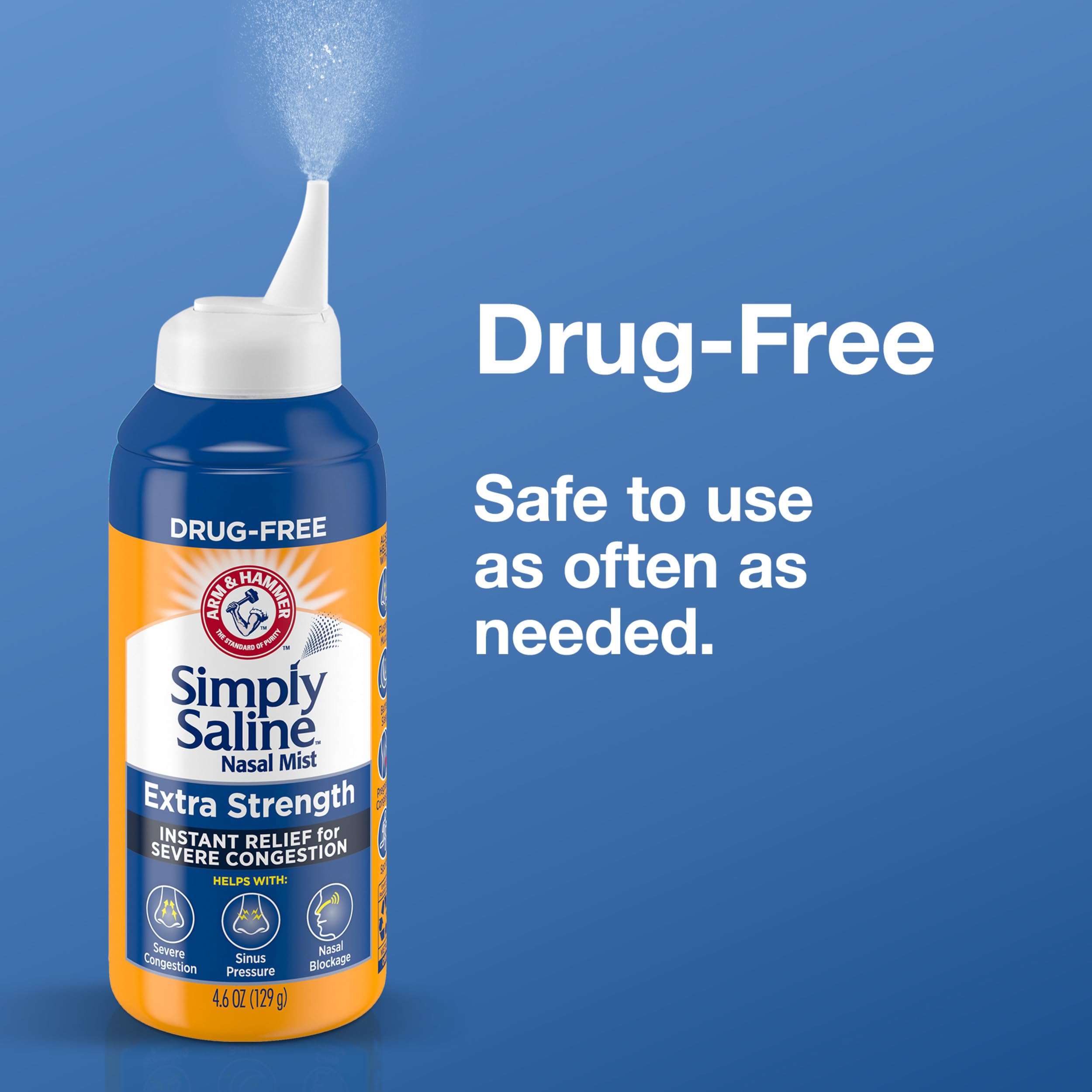 Arm & Hammer Simply Saline Extra Strength, solution saline à 3 % pour une action ciblée.