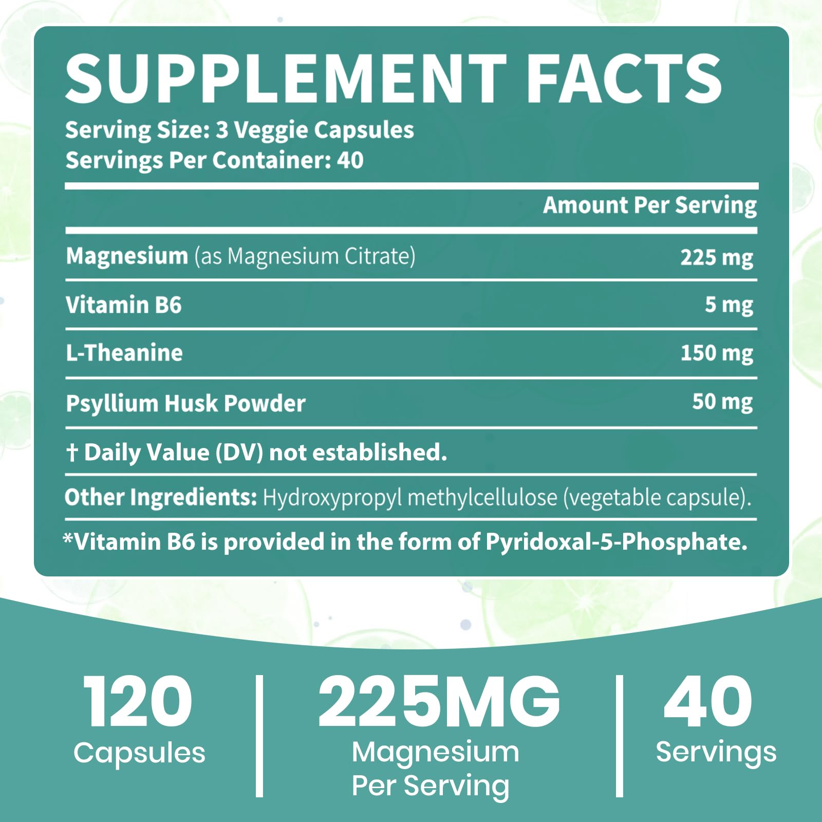 Arofum Magnésium Citrate avec B6 et L-théanine – relaxation et sommeil potentiels.