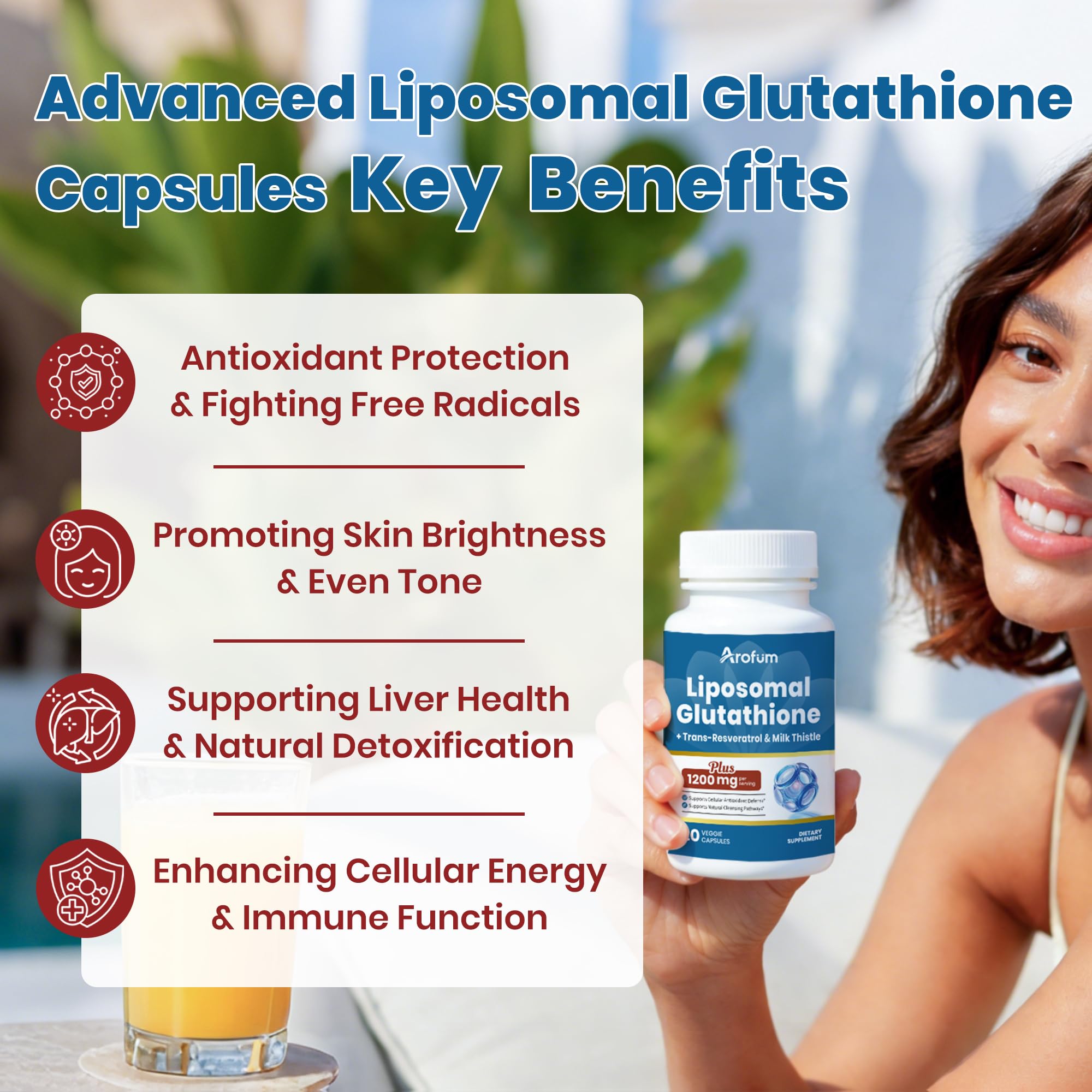 Arofum Liposomal Glutathione 1000mg - delivery liposomale: absorption optimisée.