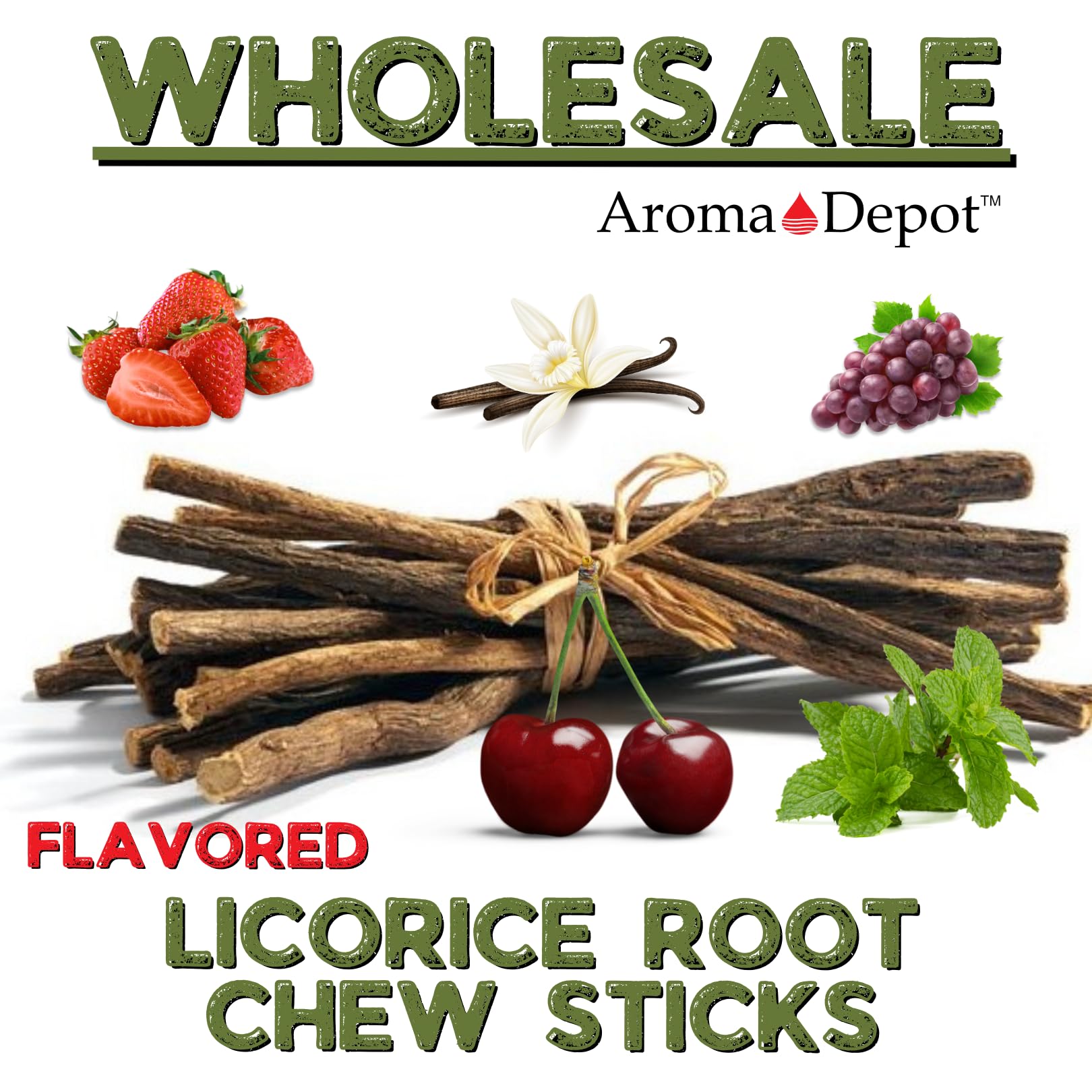 Aroma Depot bâtonnets reglisse fraise longueur – format individuel pratique à emporter.
