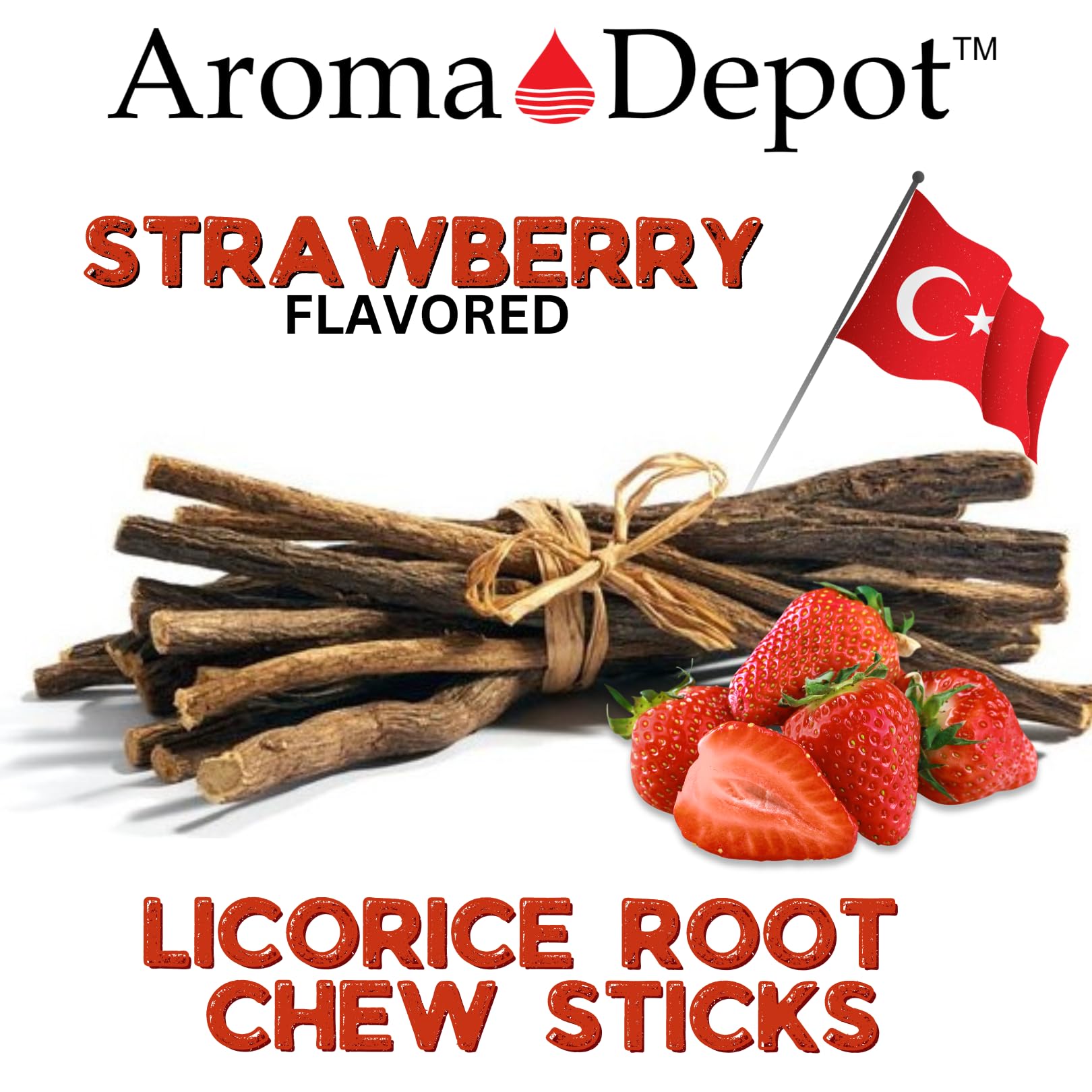 Aroma Depot reglisse racine fraise detail – couleur naturelle et goût fruité.