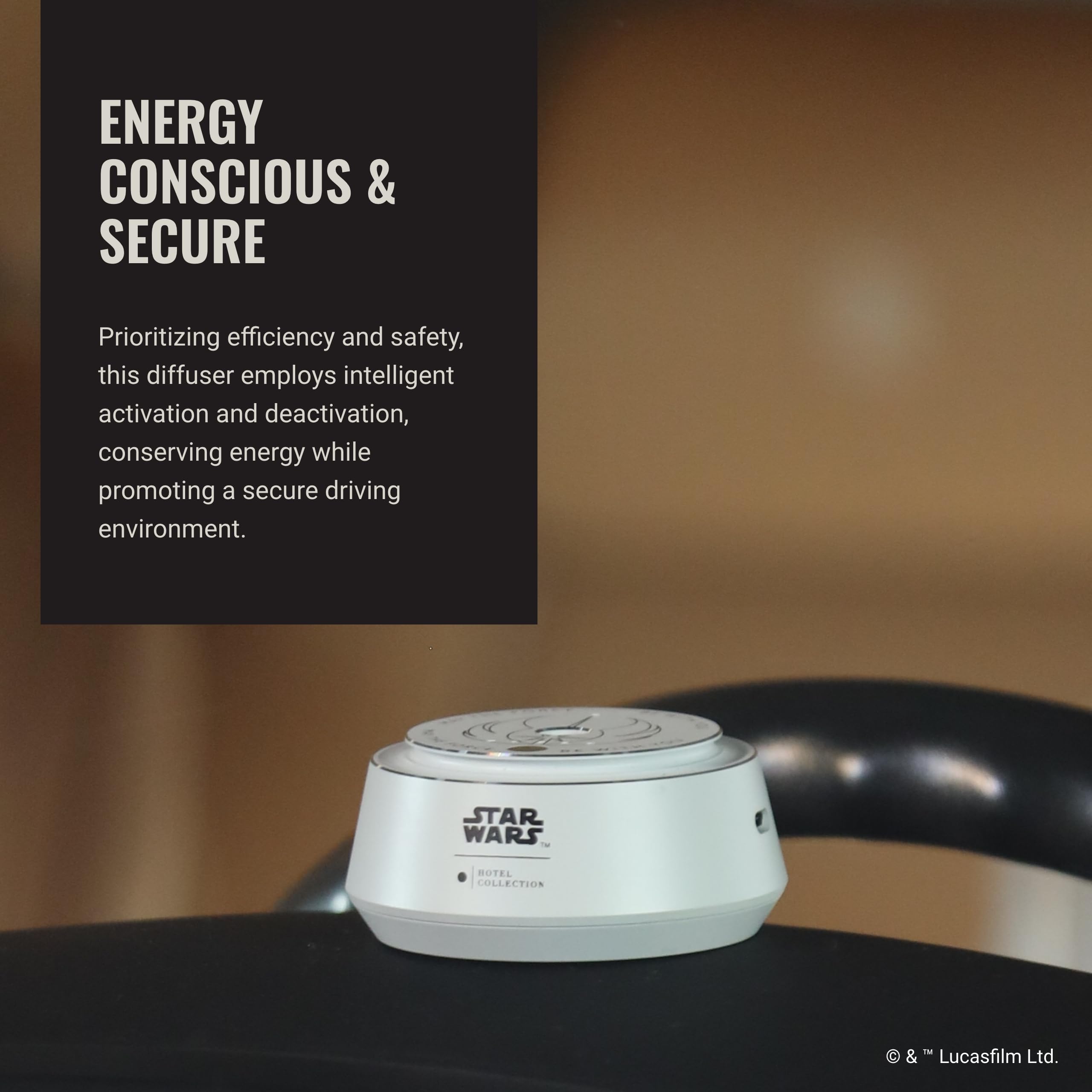 Activation et arrêt automatiques simplifient l’usage en voiture avec Aroma360 Light Side.