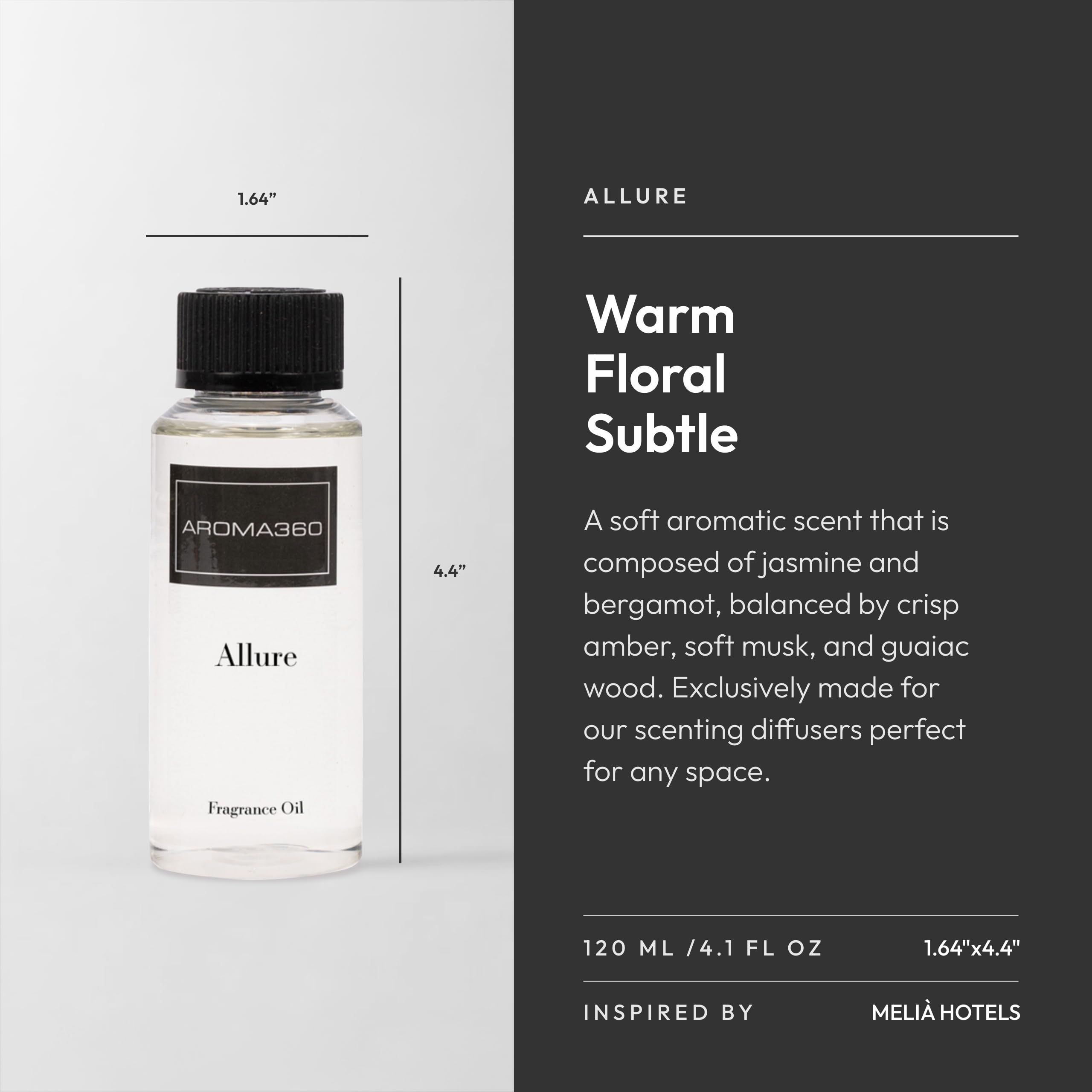 Aroma360 Allure 120mL — notes bergamot jasmin pour stimuler l'ambiance