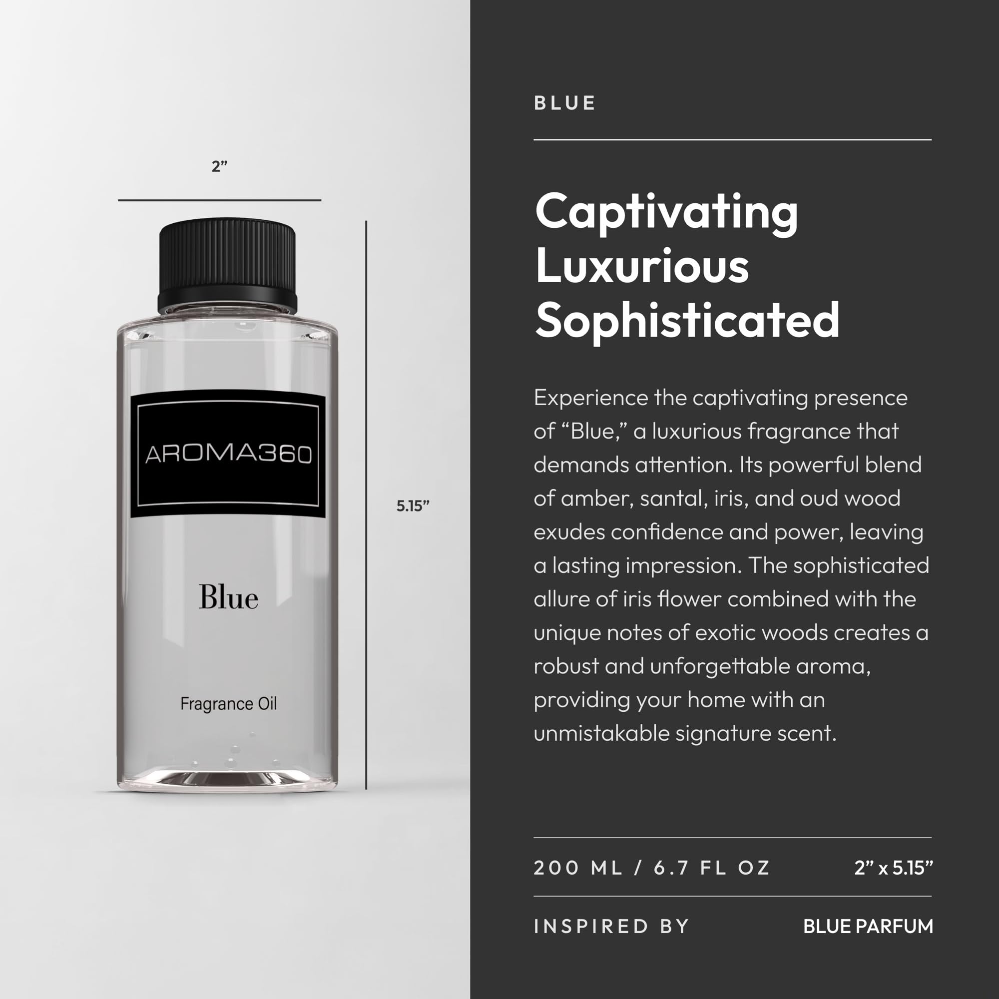 Aroma360: ambiance maison bleu-parfum avec notes florales et boisées.
