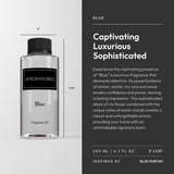 Aroma360: ambiance maison bleu-parfum avec notes florales et boisées.