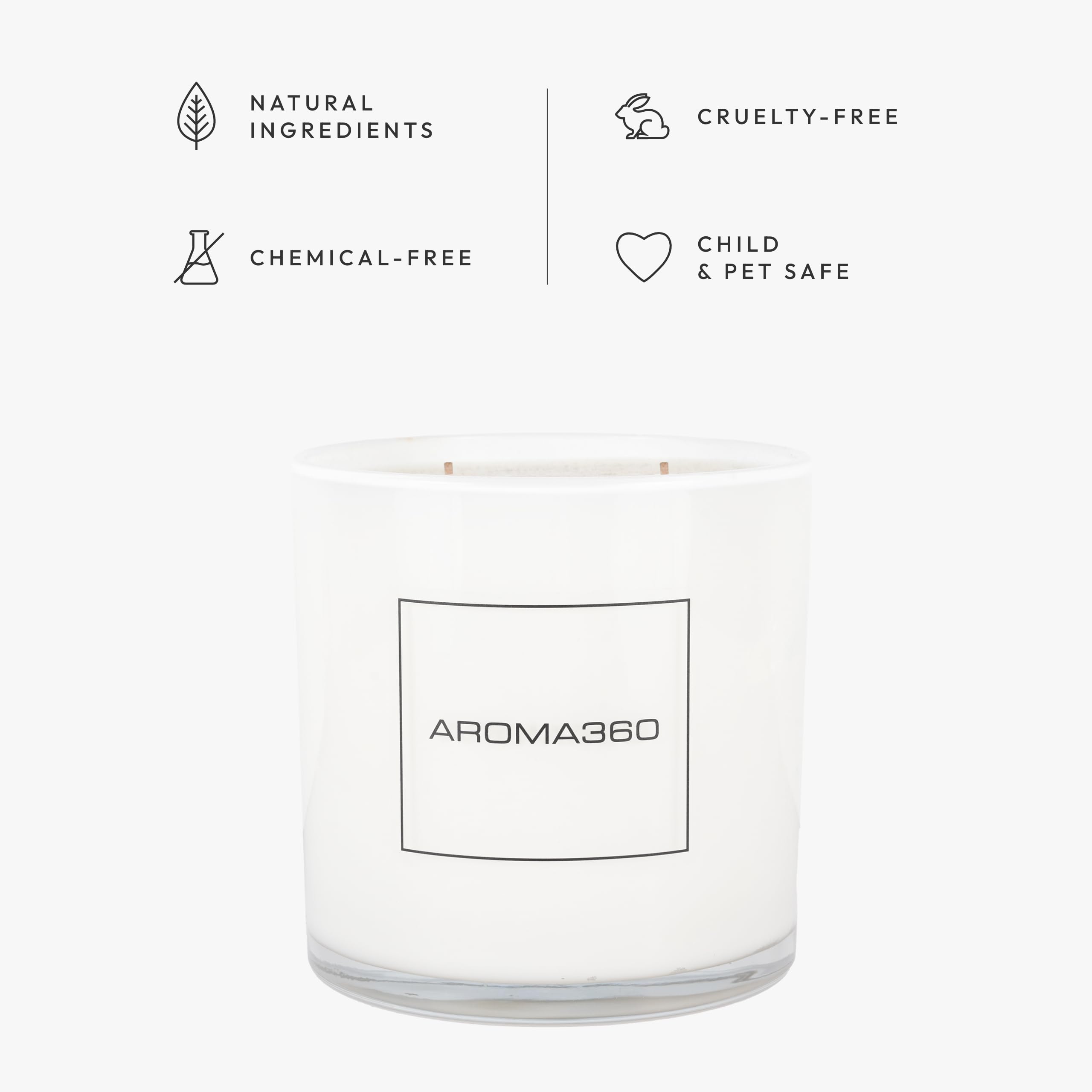 Aroma360 Bougie cire de soja luxe, combustion propre et durable.