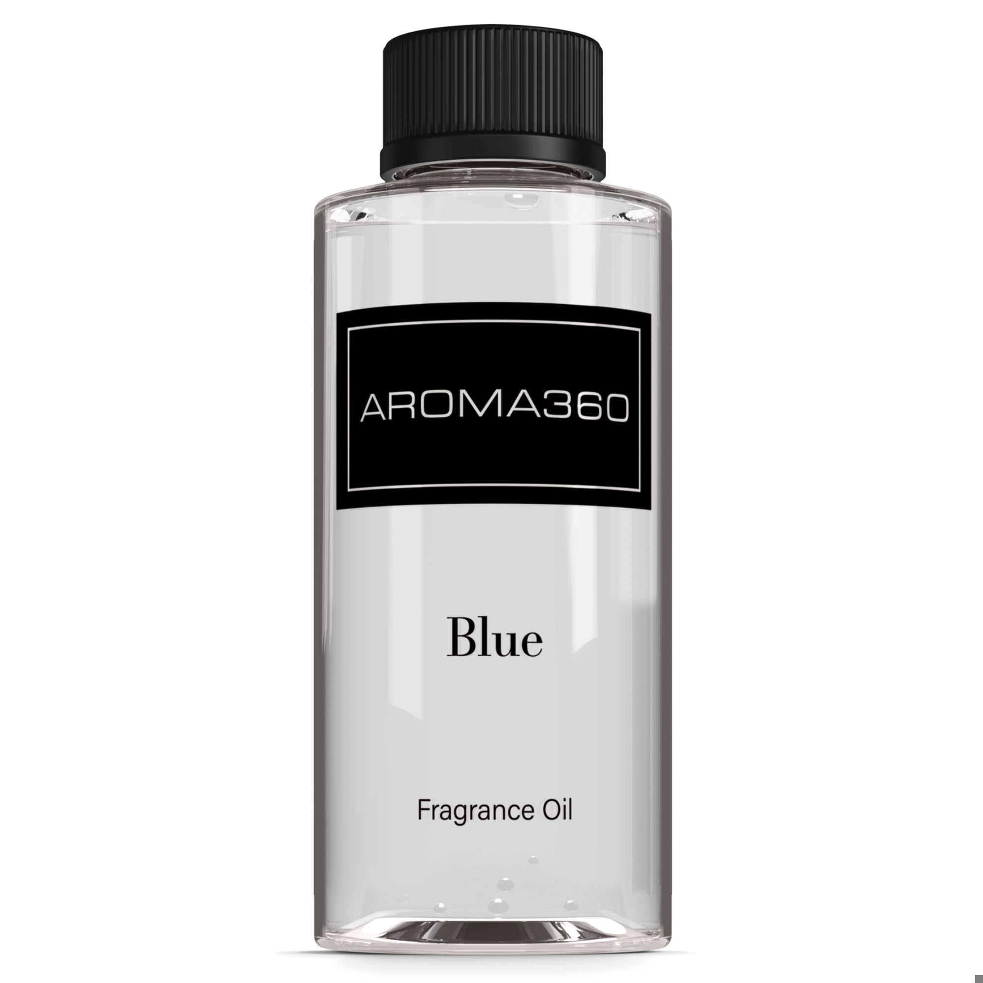 Aroma360: bouteille-huile bleue-diffuseur, ambiance raffinée et durable.