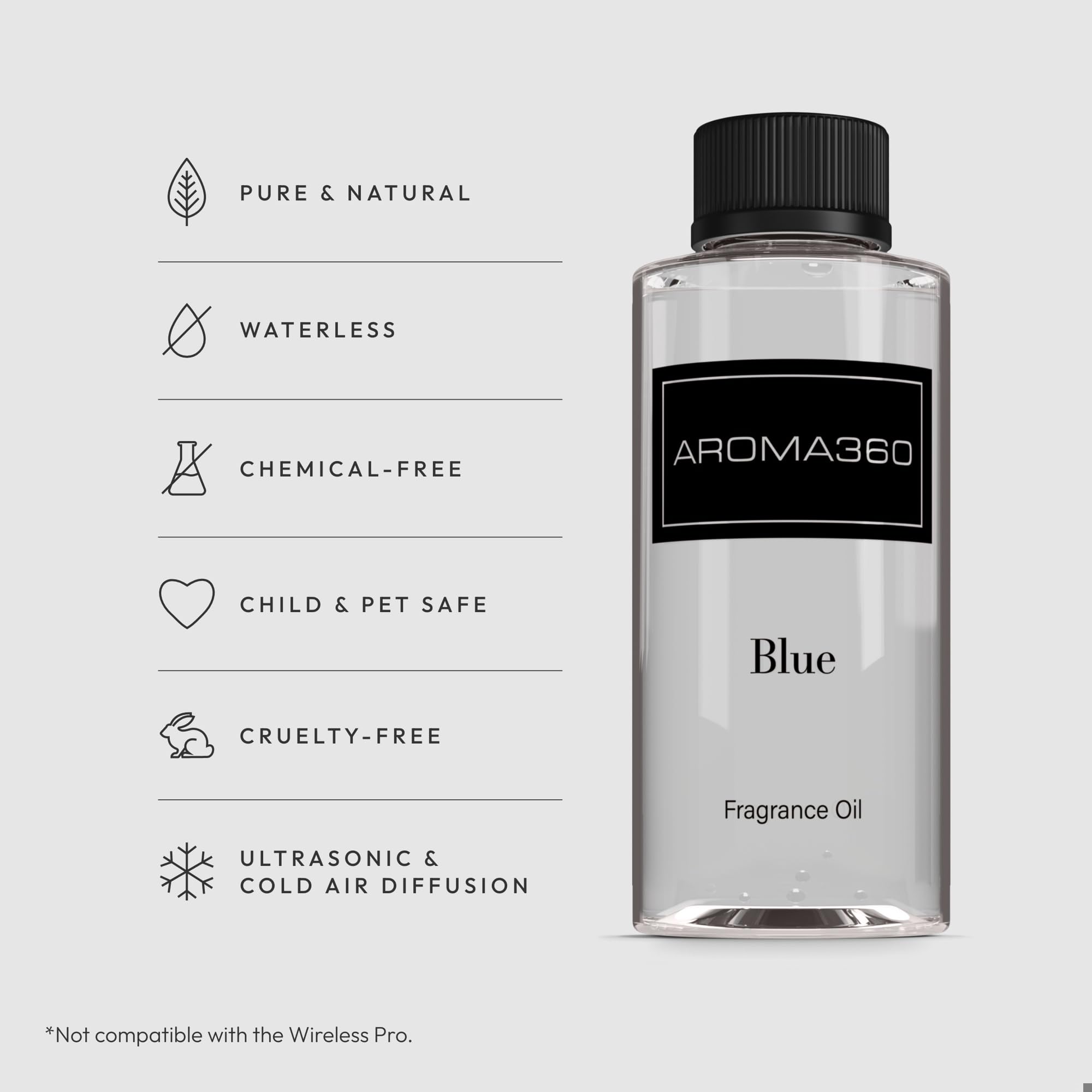 Aroma360: diffuseur bleu-design, améliore l'atmosphère du salon.