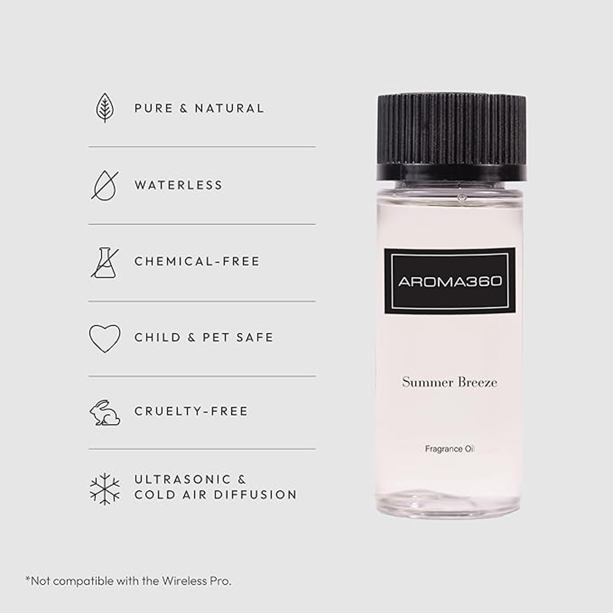 Diffusion intérieure Aroma360 sur un diffuseur élégant pour une ambiance apaisante.