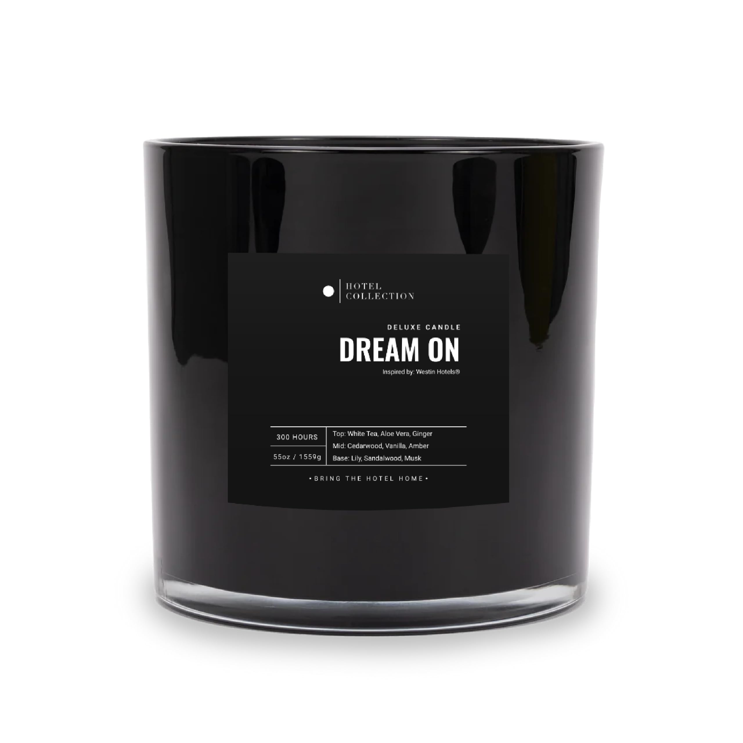 La bougie Dream On d'Aroma360, grand format, recrée une ambiance hôtel inspirée.