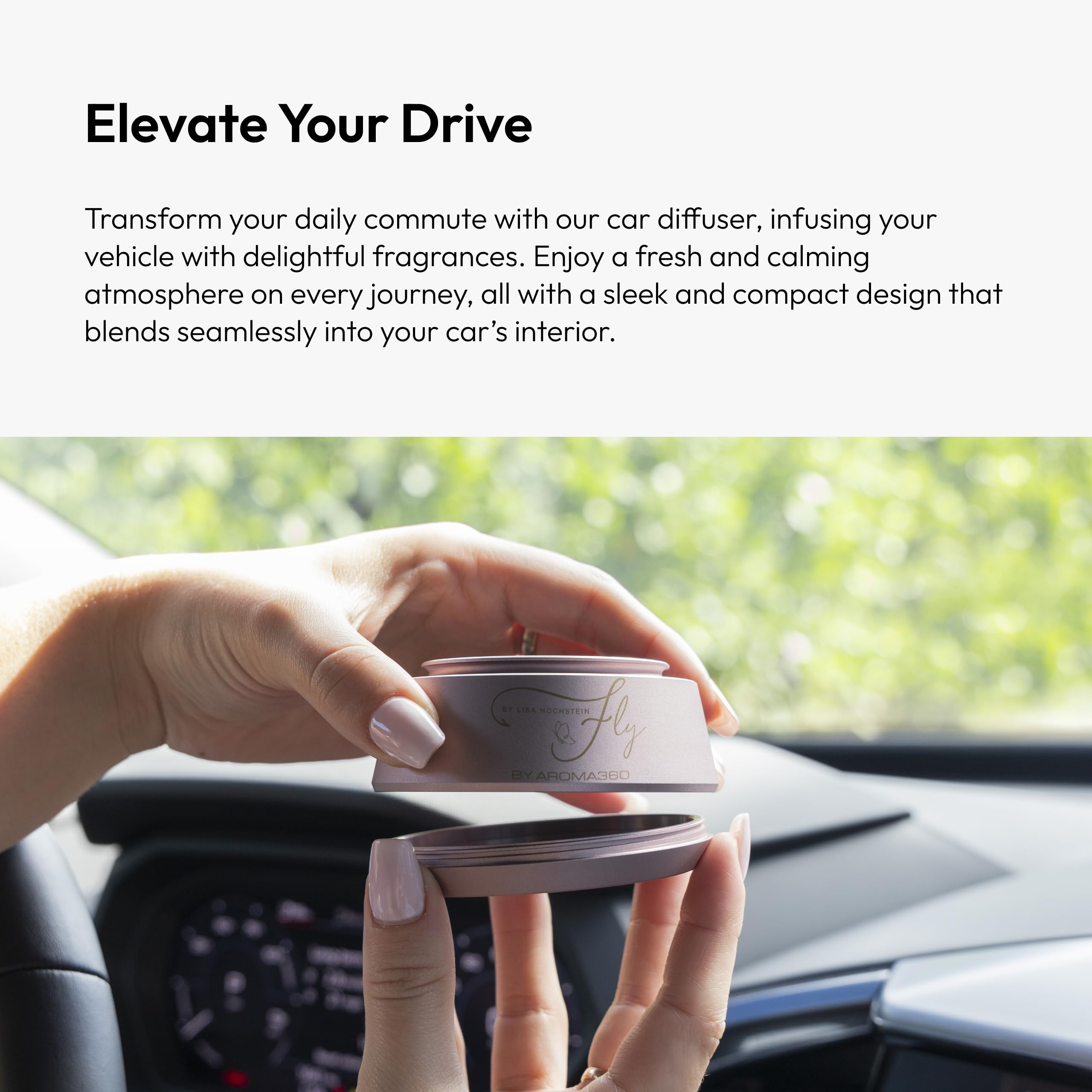 Aroma360 Fly Smart Car Diffuseur Activation Mouvement: s allume automatiquement en mouvement.