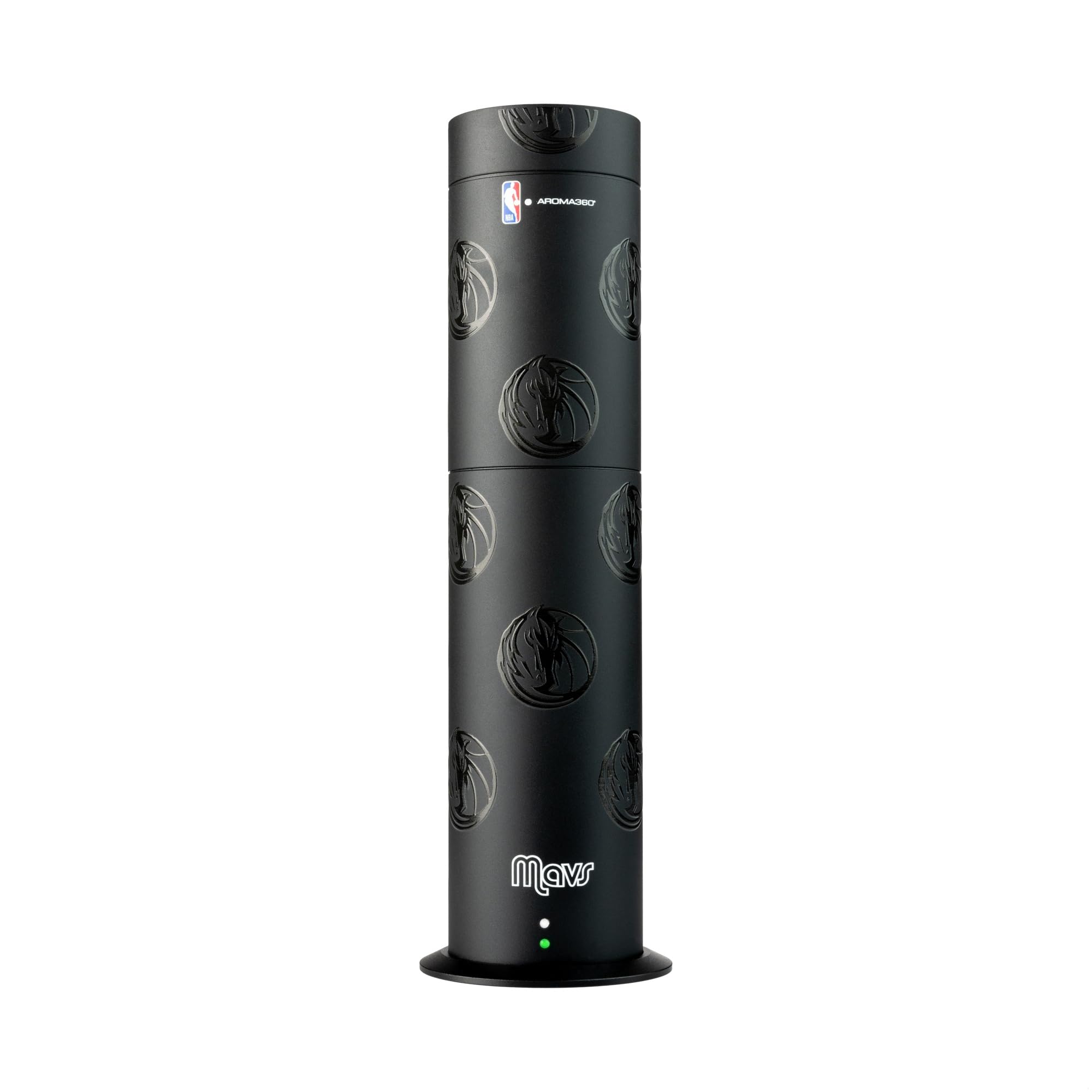 Logo Mavericks sur le diffuseur Aroma360, parfait pour bureaux et salons.
