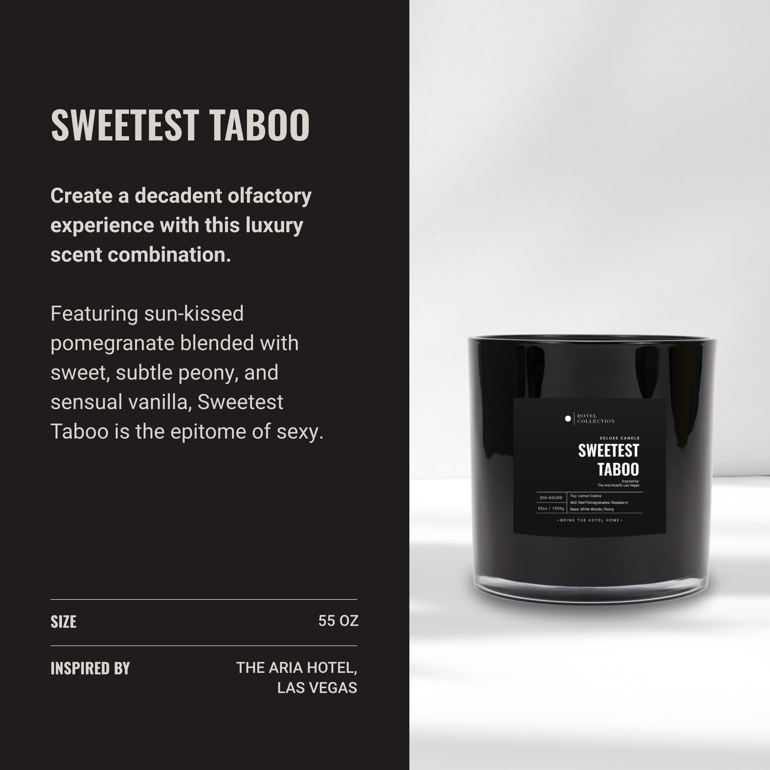 Aroma360 Sweetest Taboo étiquette distincte sur fond noir.