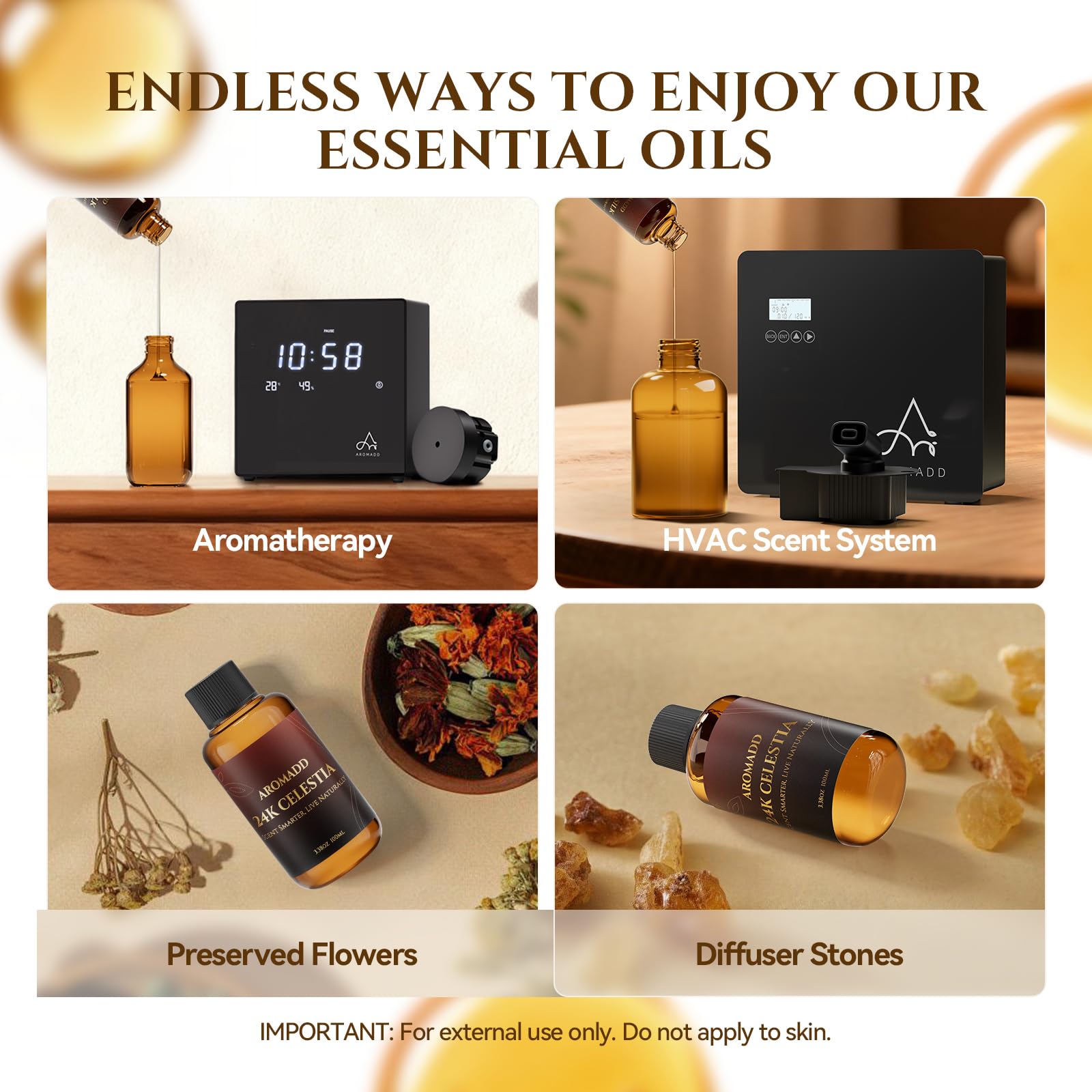 Aromadd 24K Celestia, ambiance de bureau inspirée par des hôtels de luxe.