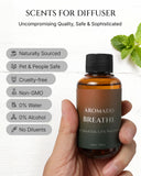 AROMADD Breathe - bouteille près d'un diffuseur, ambiance calme au travail.