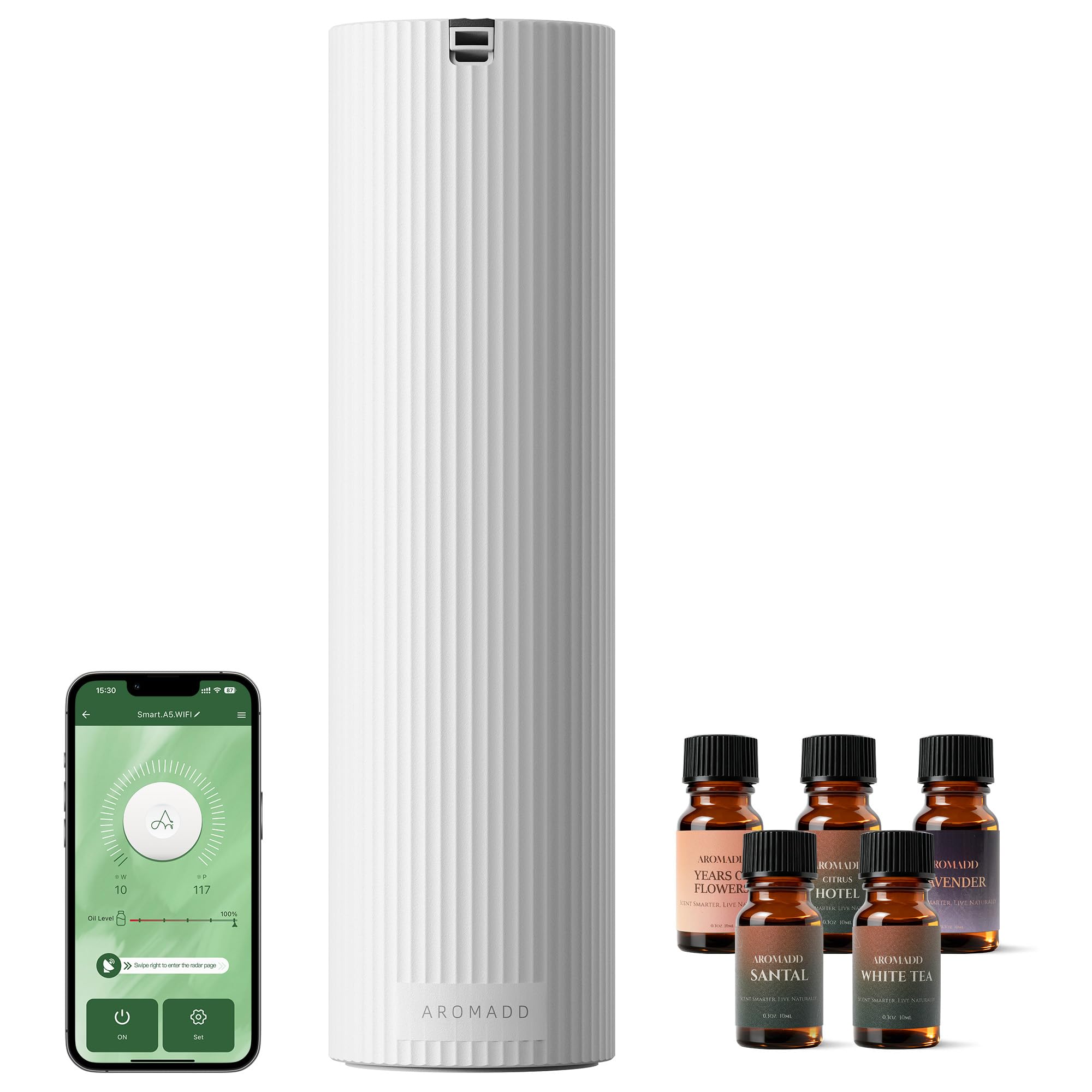Aromadd diffuseur sans eau dans le salon propageant un parfum durable.