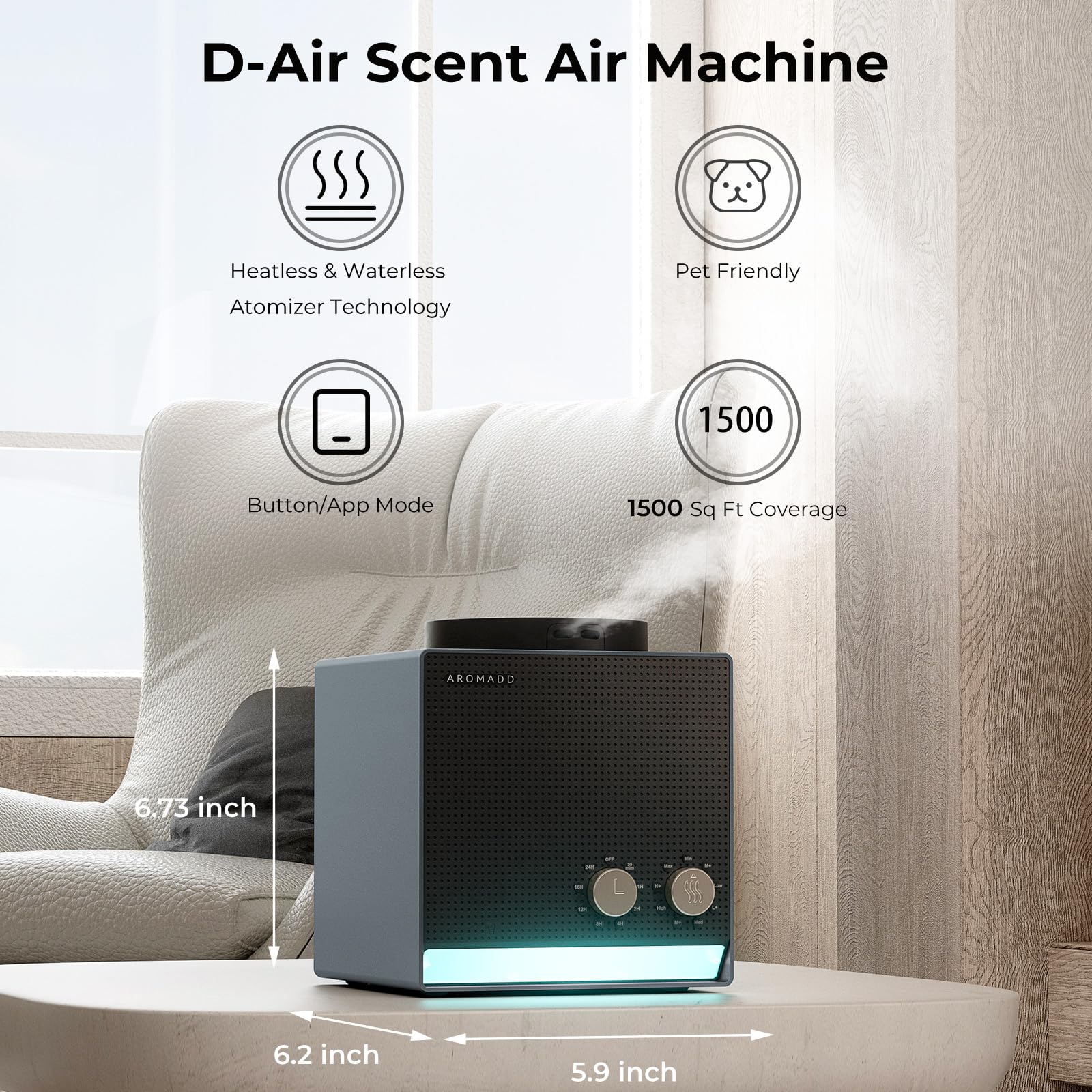 Nébuliseur magnétique Aromadd au design carré pour une diffusion ciblée